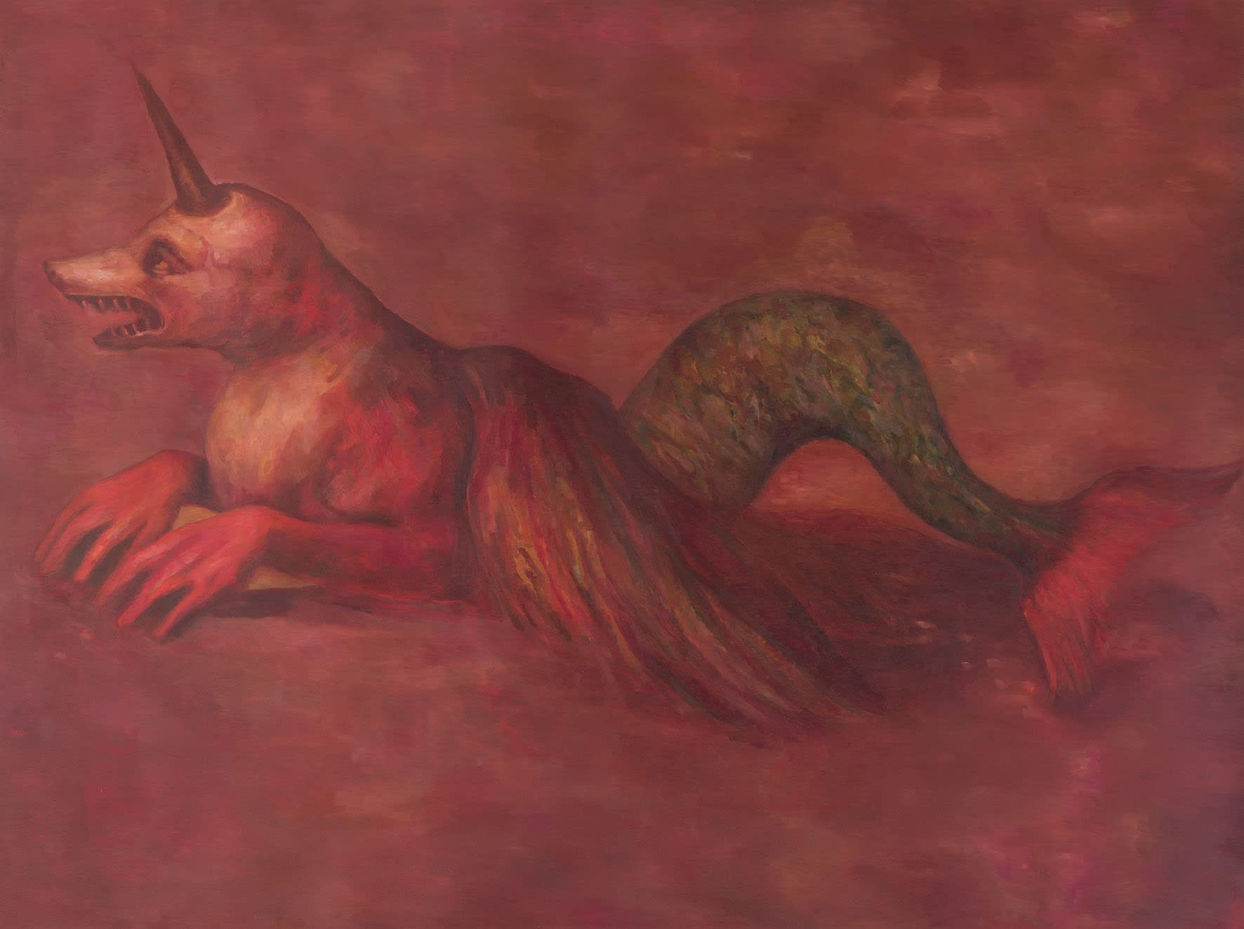 The Daemon, 2022 Oil on Arches paper on aluminum 24.5 x 37.5 inches (62 x 95 cm)