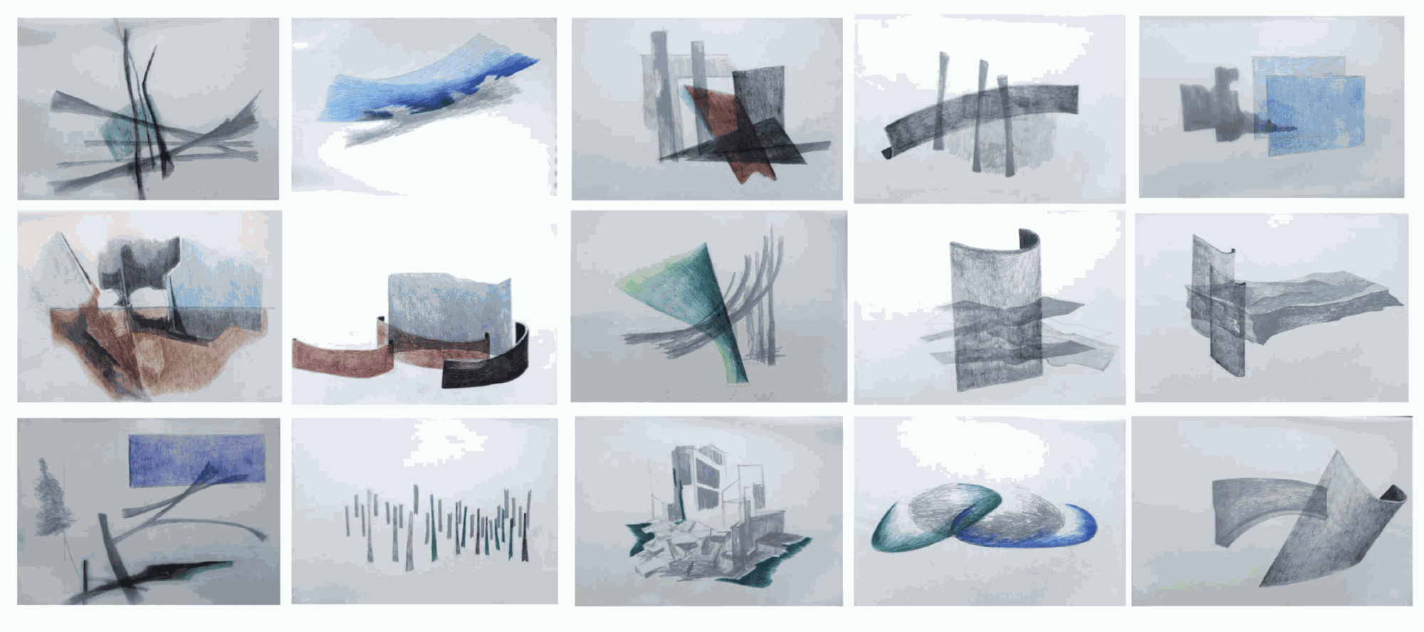 This will be the remains I 8 x 11 Inches | Set of 15 Pencil, colour pencil, ink on gateway paper and paper in two layers 2023 – 24