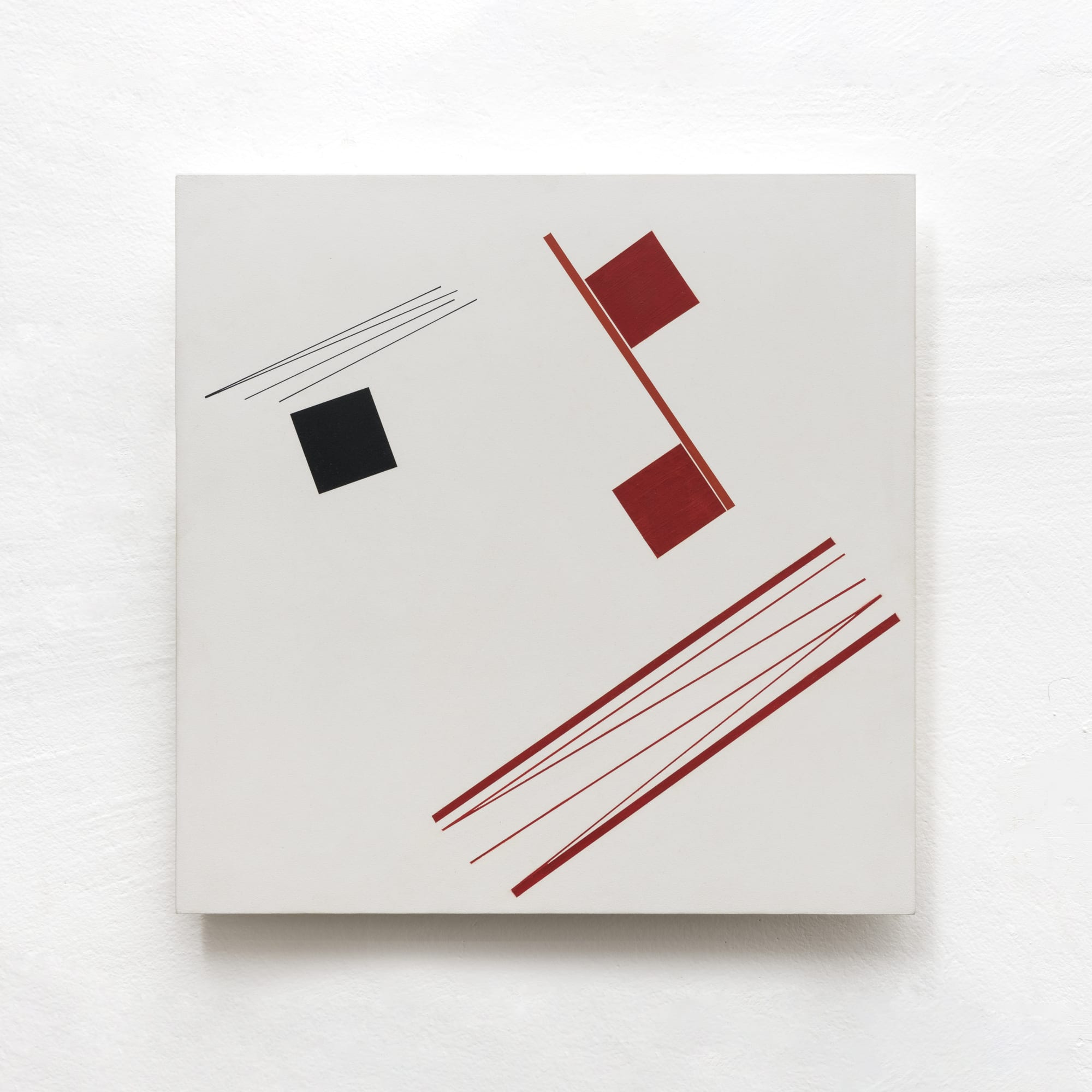 Lygia Pape (1927-2004) "Pintura" Vermelho e Preto / Grupo Frente, 1954/1956 Assinada, datada e intitulada no verso [Signed, dated and titled on the reverse] Têmpera sobre madeira [Tempera on wood] 40 x 40 x 4 cm [15 3/4 x 15 3/4 x 1 37/64 in.] (LYP-0043)