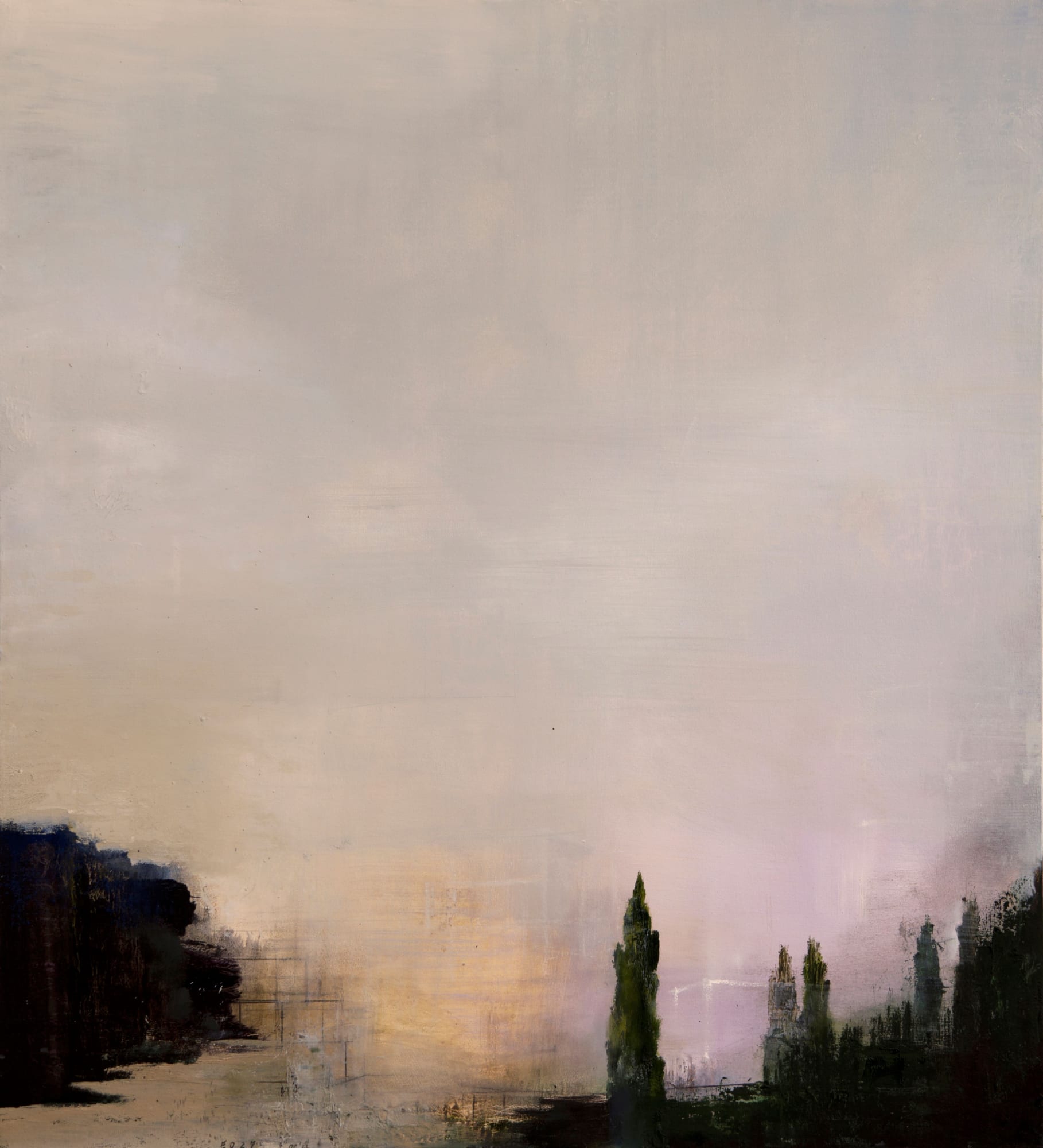 Gareth Edwards, Villa E-1027 and Le Corbusier's Studio, Cap St Martin, oil on canvas, 110 x 100 cm, 2022