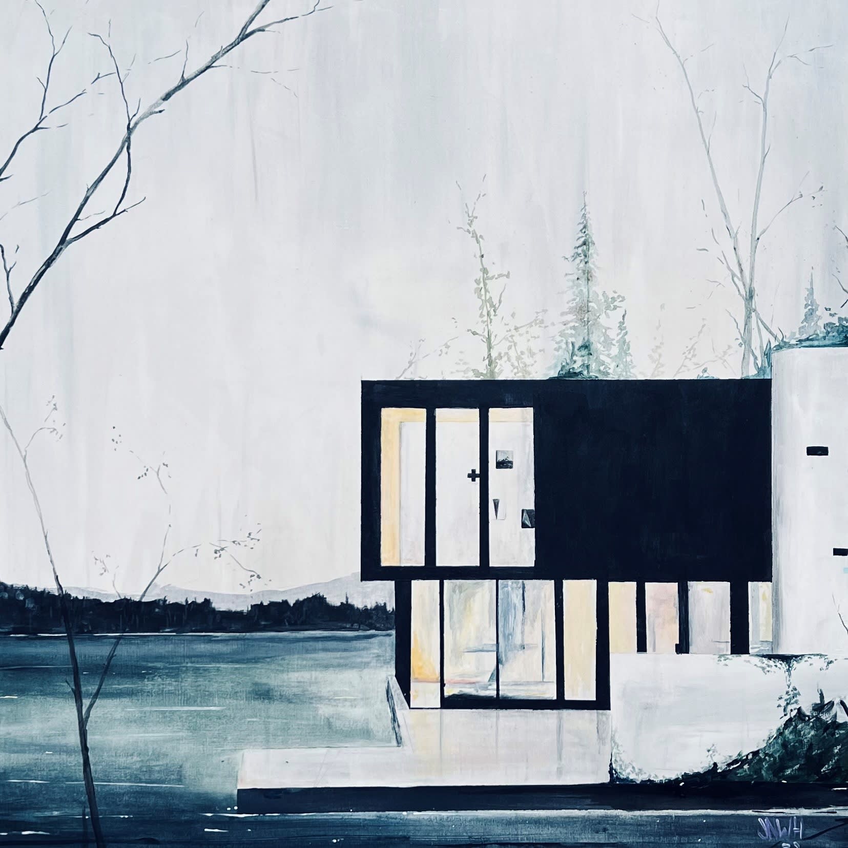 John Hainsworth, Wald Studio No 2, oil and acrylic on board, 50 x 50 cm, 2022