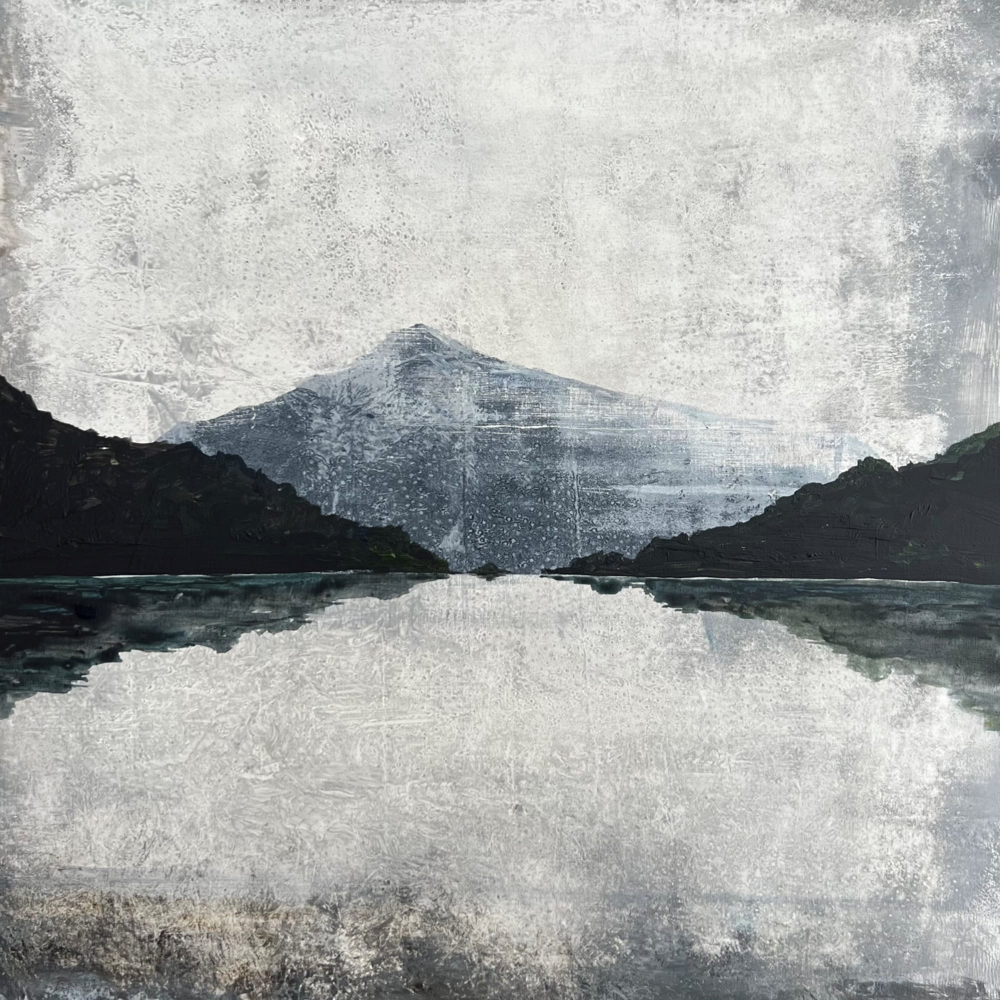 John Hainsworth, Skogseidvatnet 1, oil on board, 30 x 30 cm, 2023