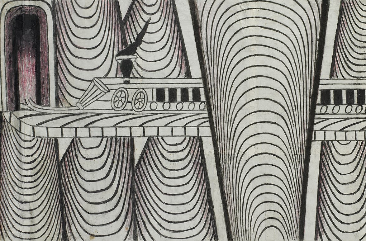 Martín Ramírez, Untitled (Trains and Tunnels), A,B, c. 1960-63