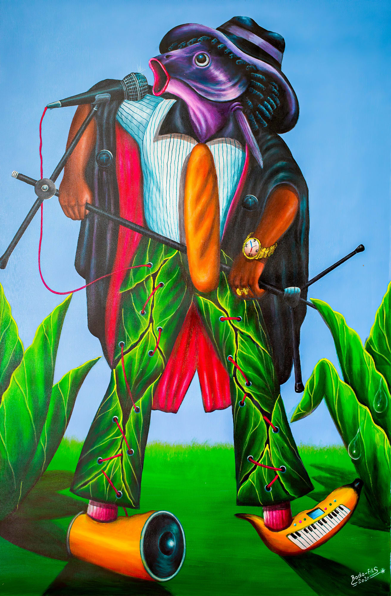 Bodo Fils BBM - Poisson chanteur - 2020 - 150cm H x 100cm W - Acrylic on canvas