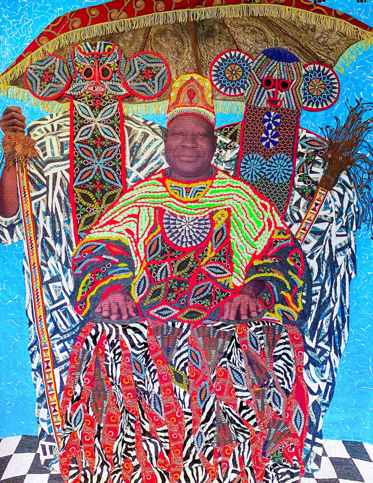 Marion Boehm - Barthélemy Toguo - 2020 - 212cm H x 166cm W - Mixed media collage