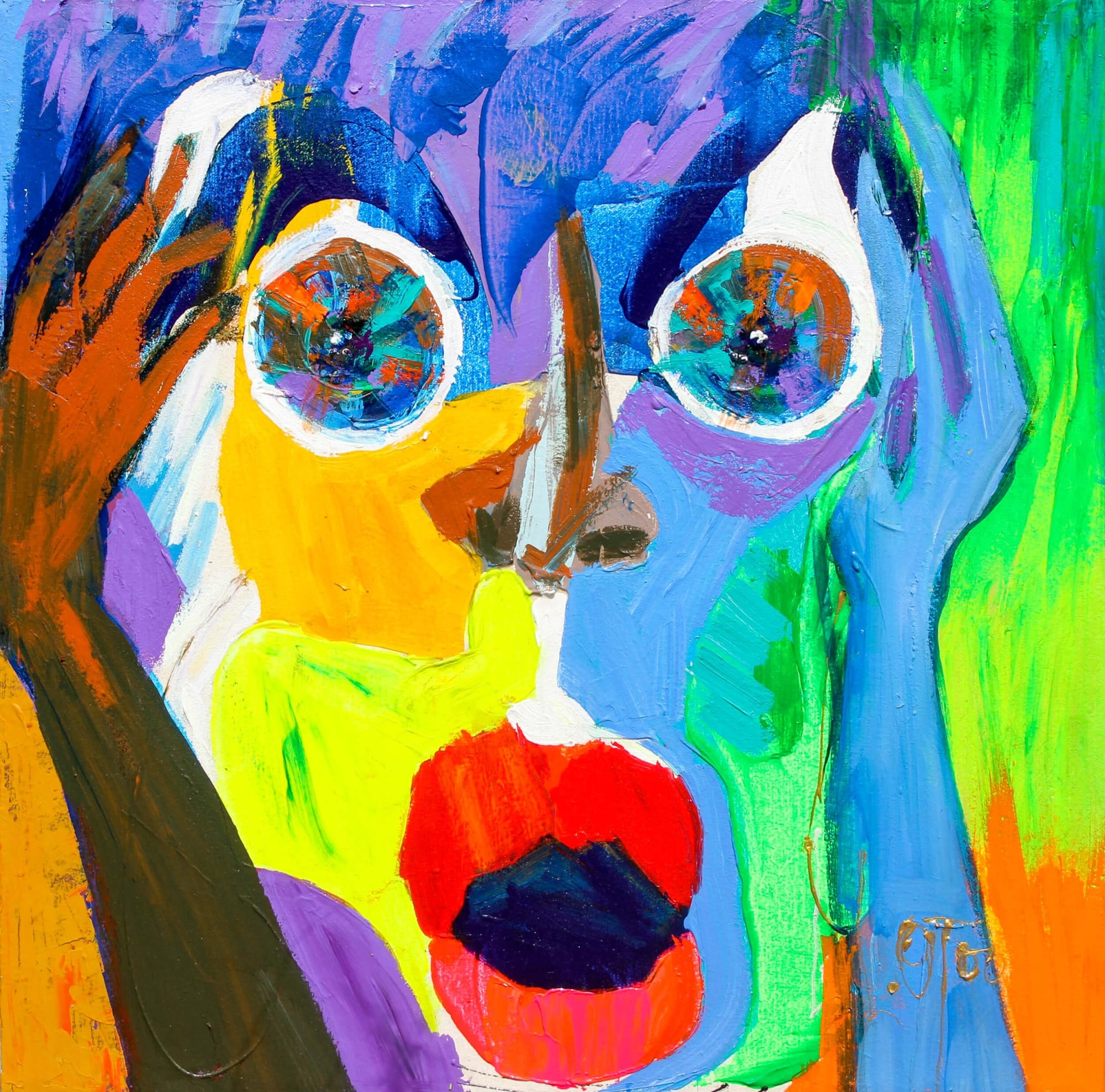 Larry Otoo - Juliet's Scream - 2016 - 60,5cm x 60,5cm - Acrylic on canvas