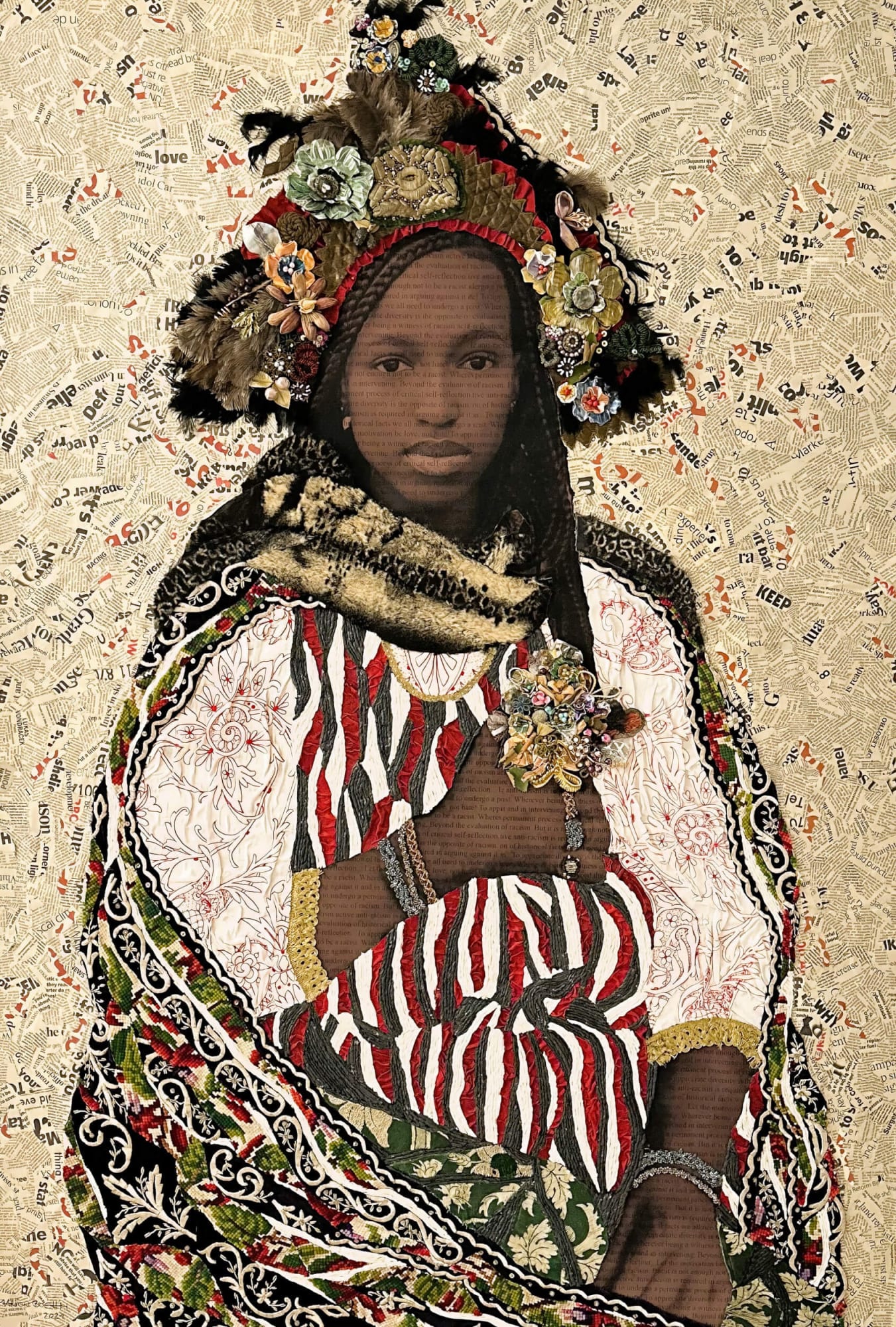 Marion Boehm - Blossoming - 2021 - 164cm H x 112cm W - Mixed media collage on paper