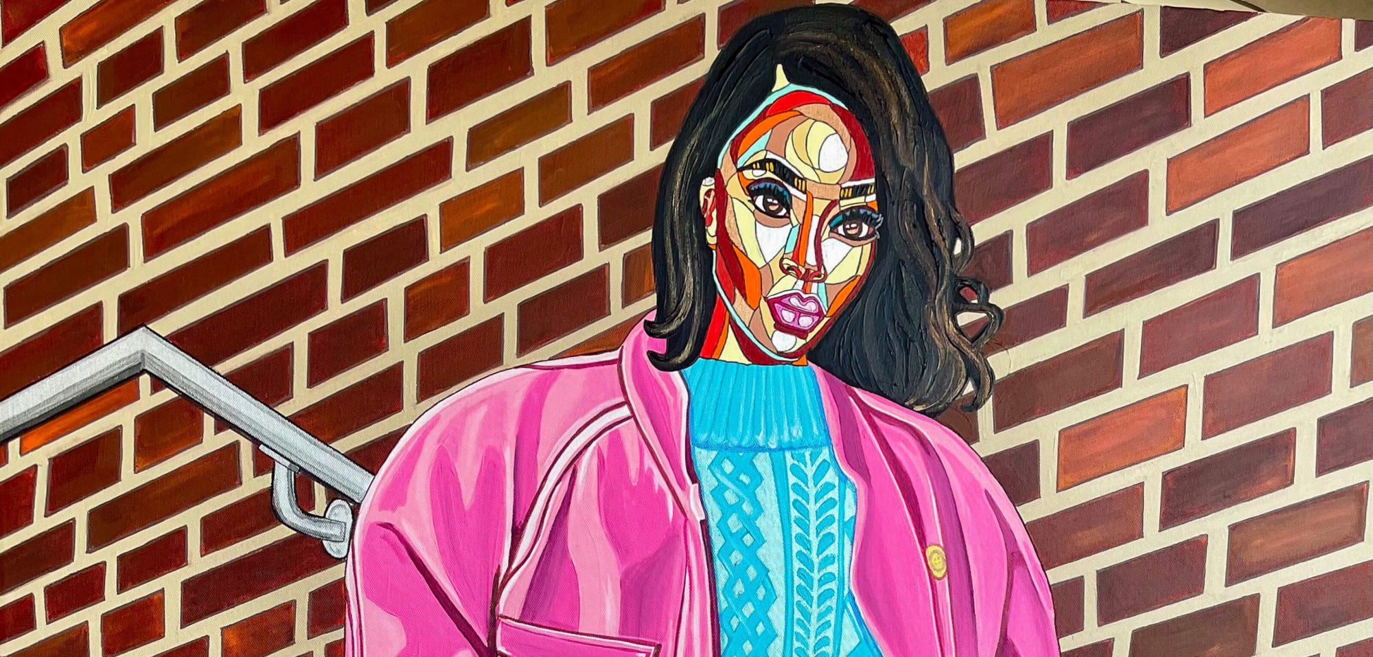 Pink Coat- 2022 - 72h x 48w in - Acrylic and ink on canvas