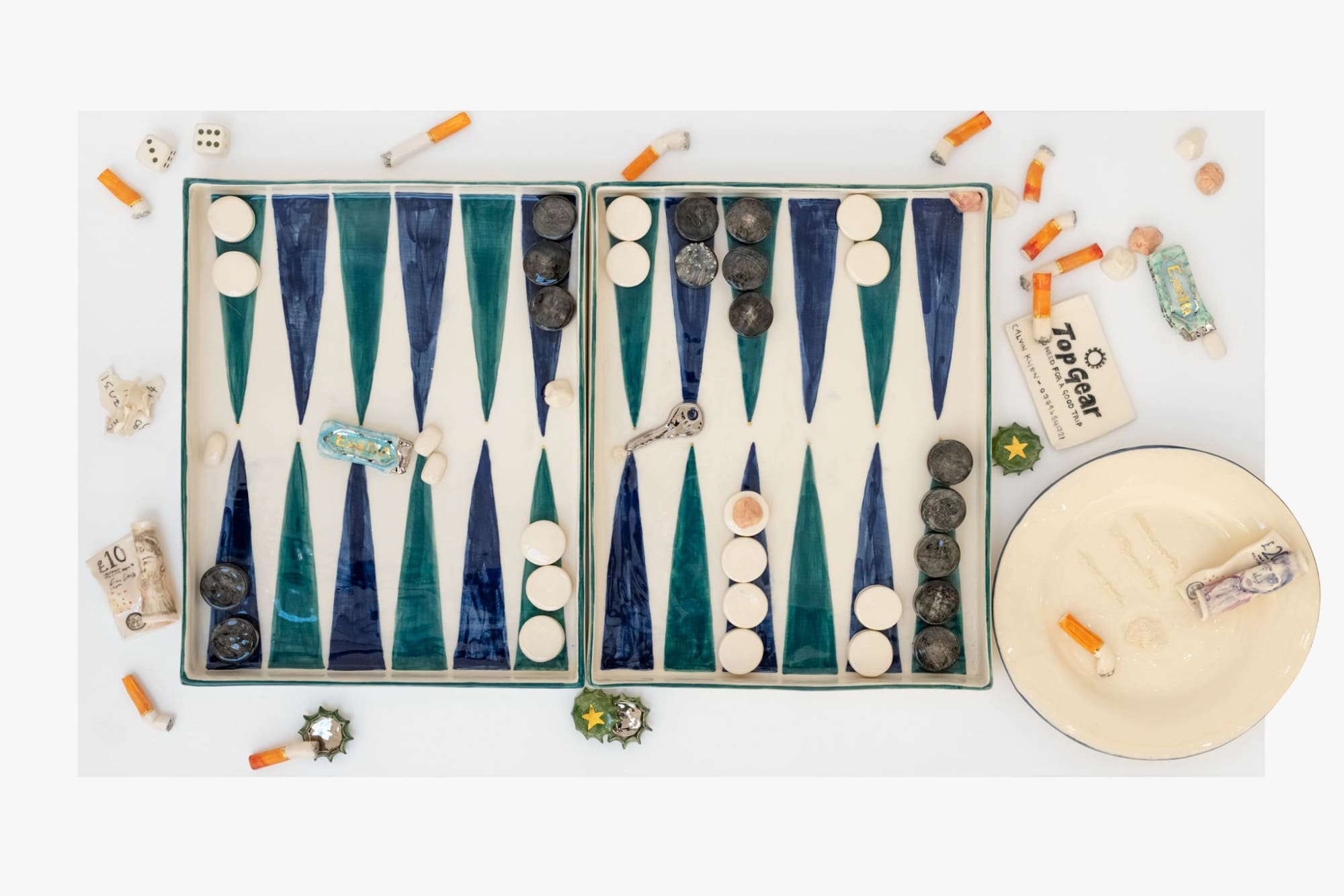 ALMA BERROW A Good Trip, 2022 Ceramics Variable dimensions Boards 25 x 32 x 3 cm (per board) Table 76 x 43 x 10 cm