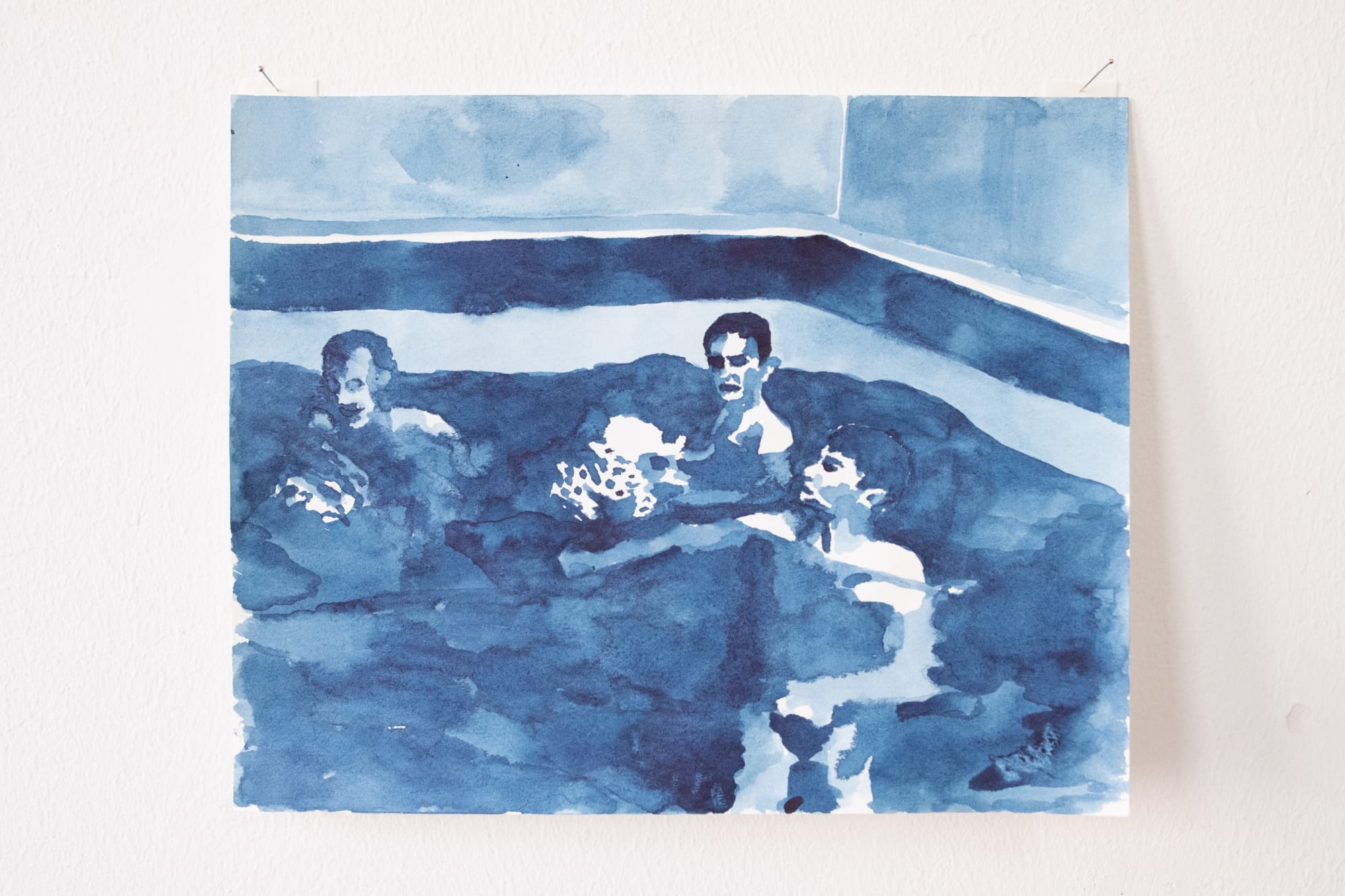 Daniele Formica Boys by the Pool (Blue Watercolour) 2021
