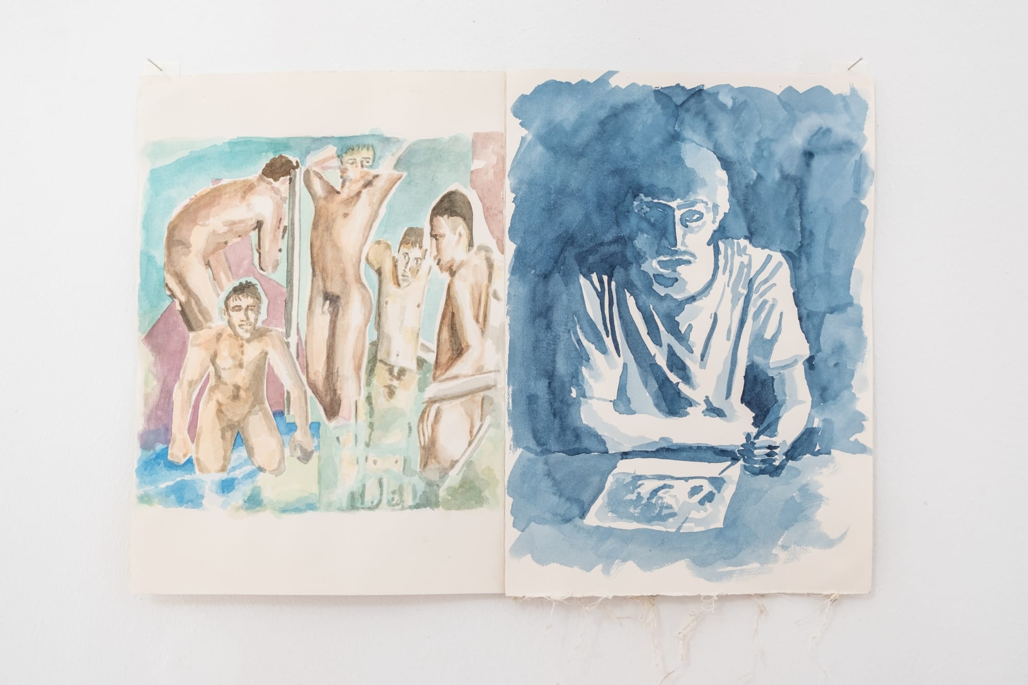 Daniele Formica Boys by the pool, Out of the water and Self Portrait 2021