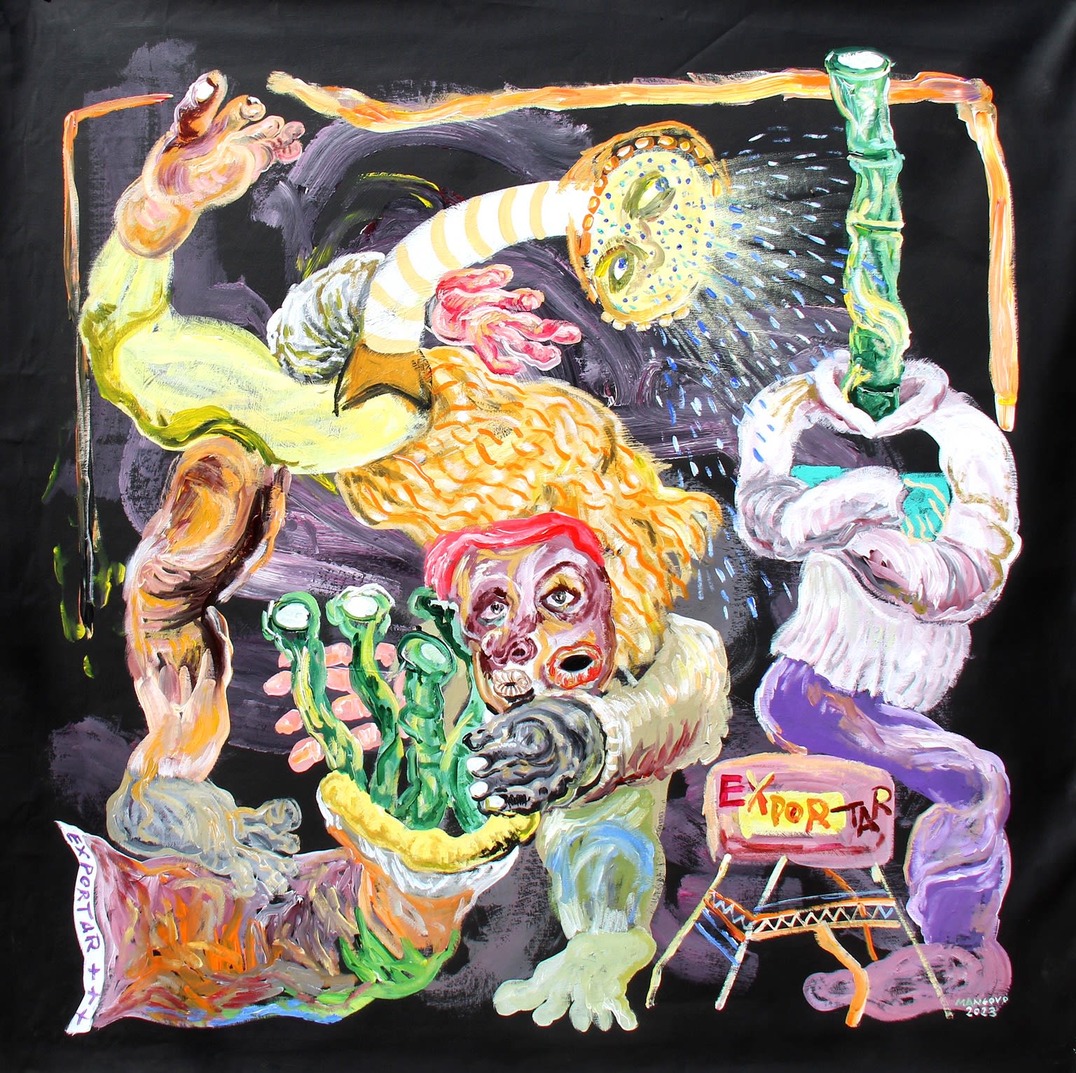 CRISTIANO MANGOVO "Alimenta Mundo", 2023 Acrylic on canvas 100 x 100 cm