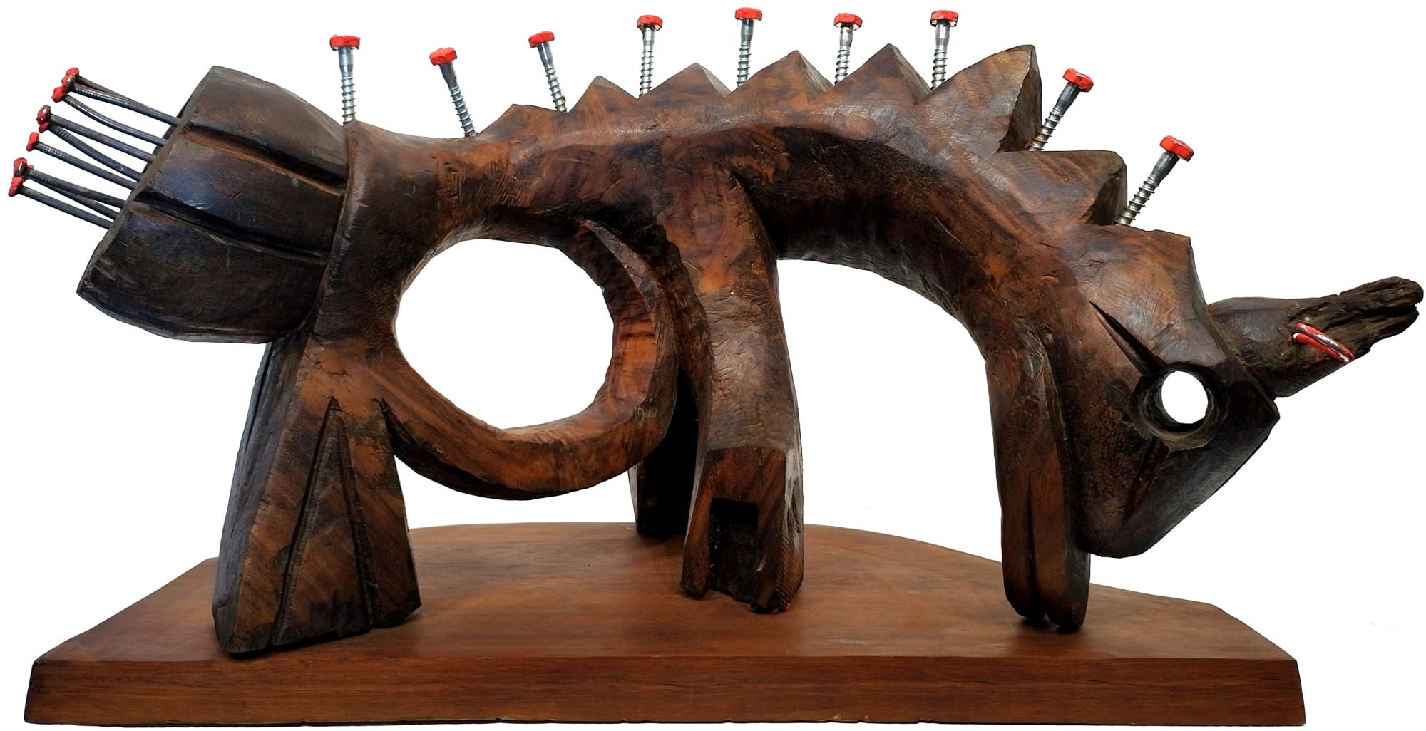 MASONGI "Animal Vagueando", 2019 Mixed media (carved wood, paint, nails) 67 x 45 x 30 cm