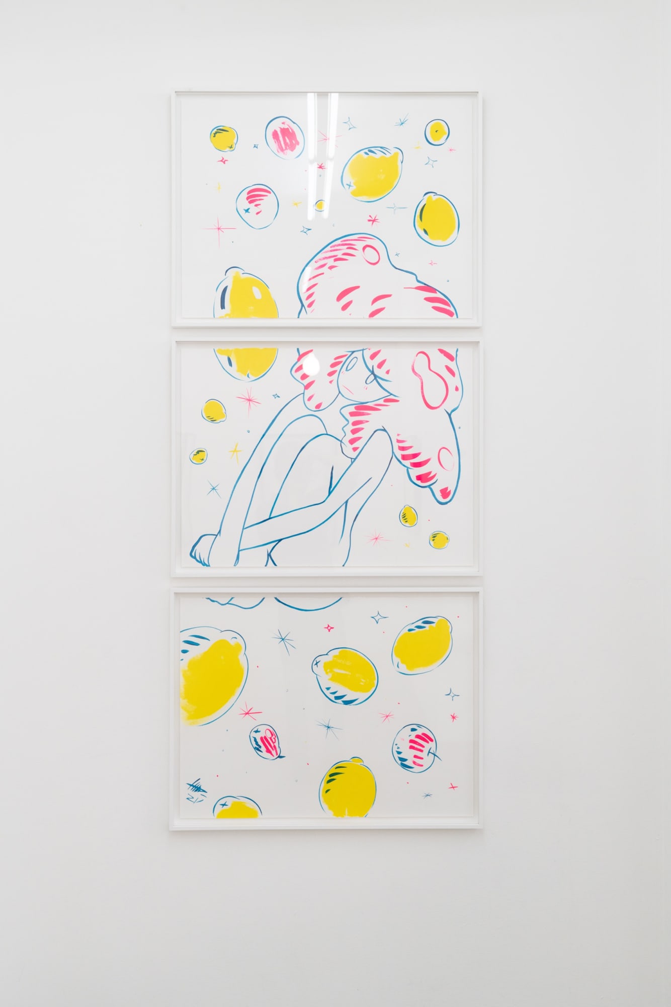 Girl and lemon in the galaxy (Triptyque)