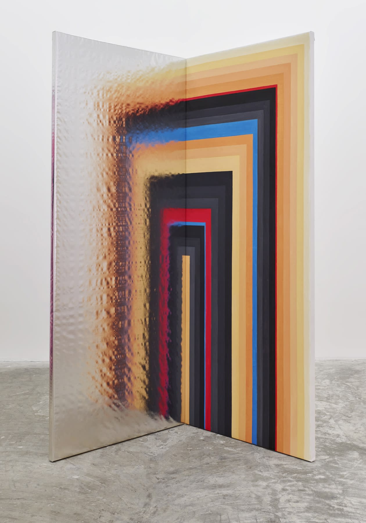 Lisa Beck pr-Nut, 2015 Acrylic on canvas, mylar on wood 90 1/2 x 38 1/4 x 2 in 230 x 97 x 5 cm