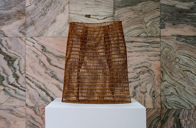 Annie Turner - Net, red grogged clay, lithium glaze, yellow iron oxide, 2019