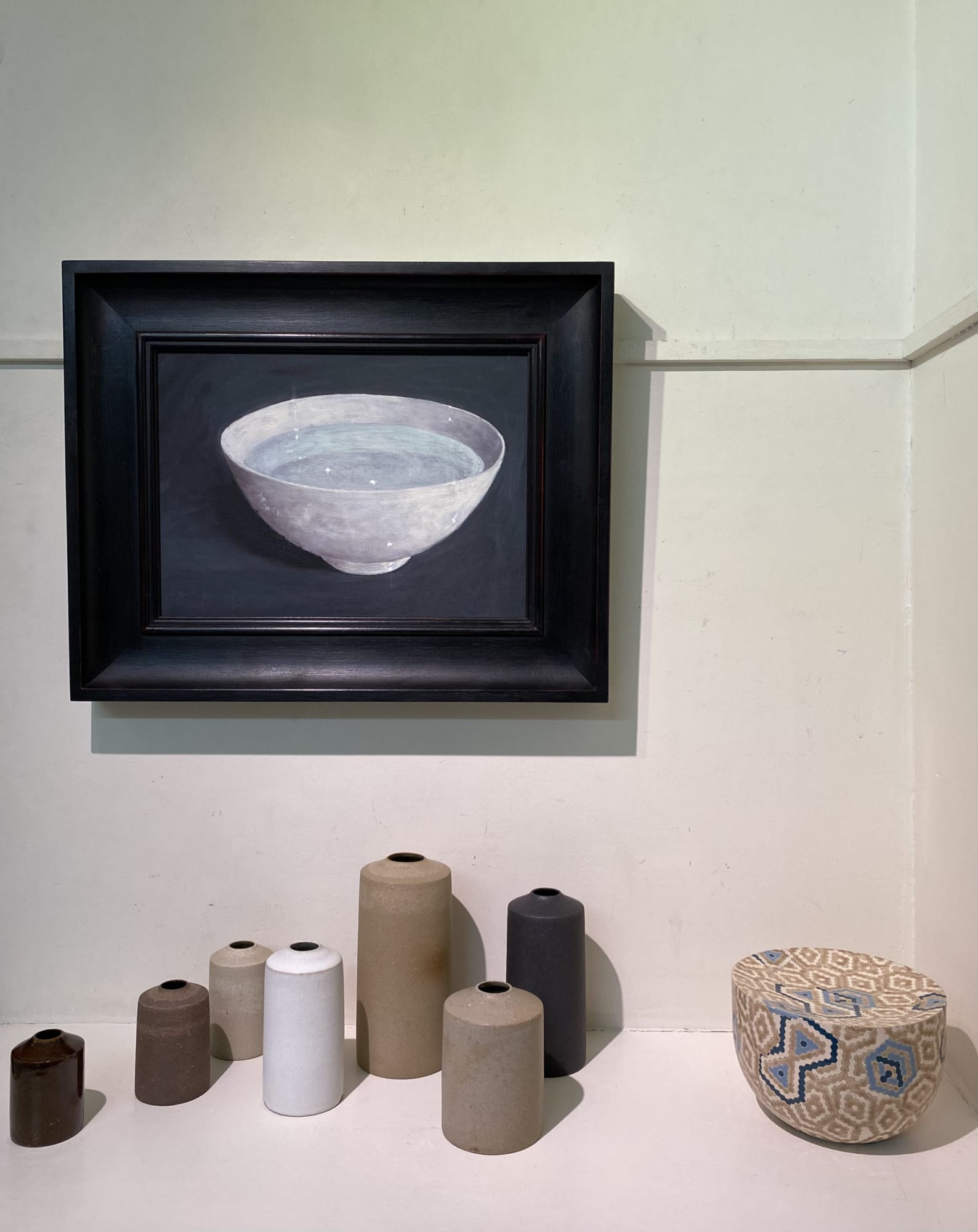 Painting by Tony Beaver alongside ceramic sculpture installation by Mizuyo Yamashita