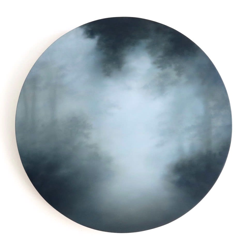 Figment XLI, oil on birch ply, 20cm diameter, 2019