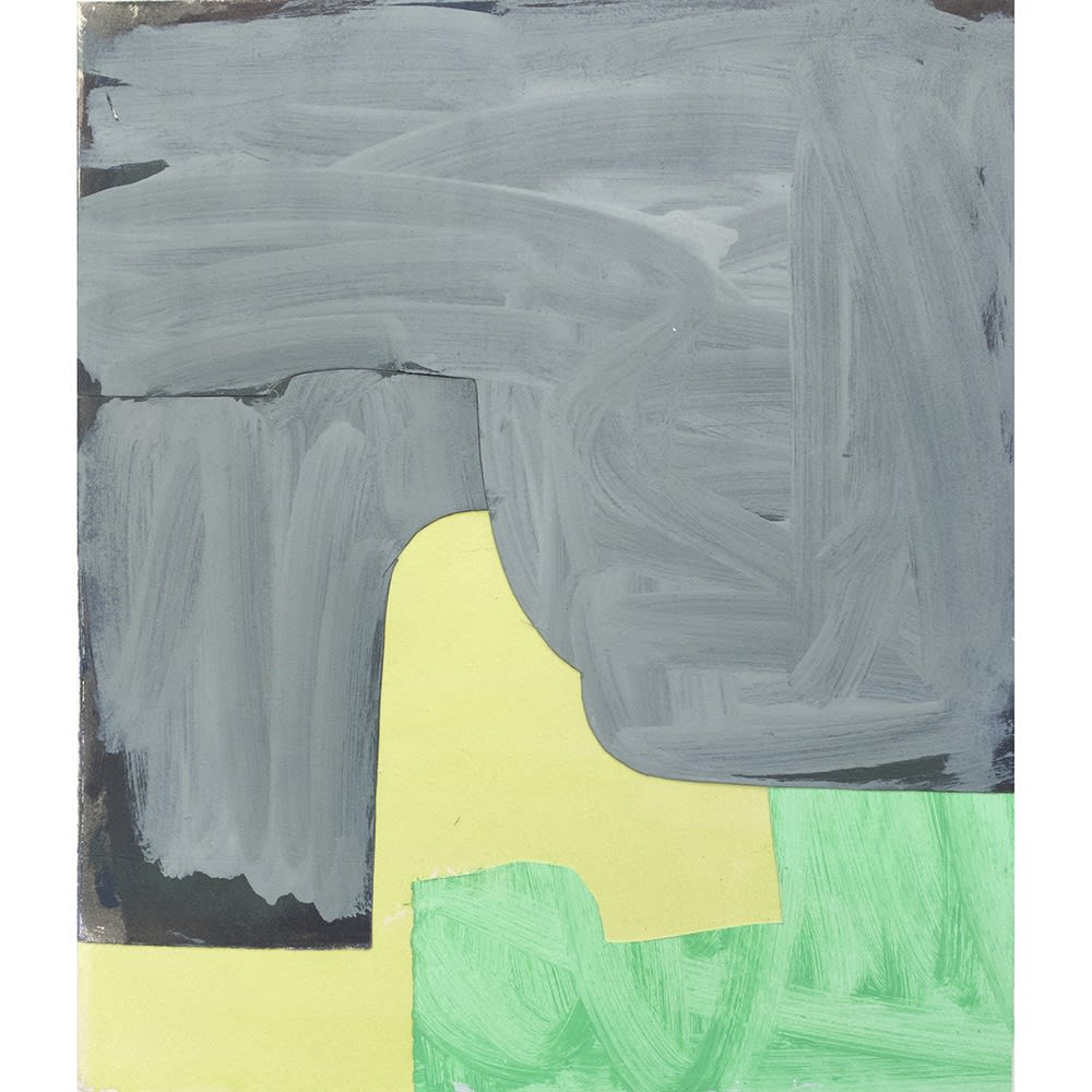 Collage Series #18, 26 x 30 cm, oil, woodcut and gouache on collaged paper 2020