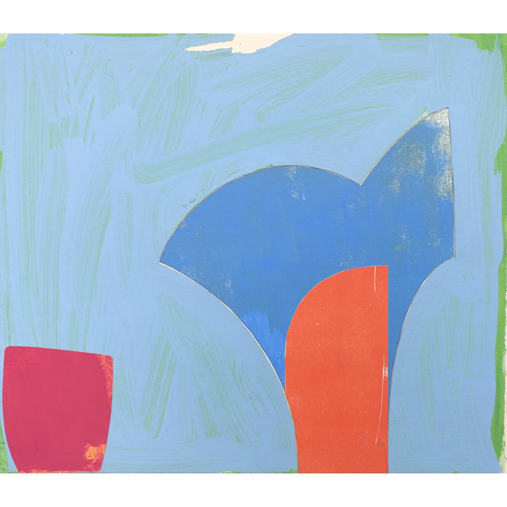 Collage Series #21, 30 x 26 cm, oil, woodcut and gouache on collaged paper 2020