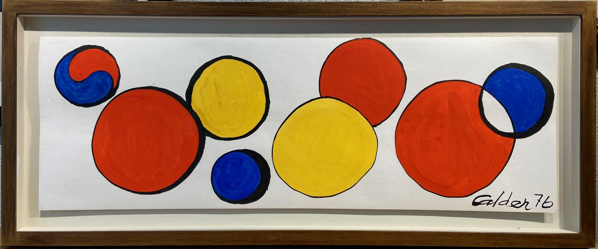 ALEXANDER CALDER (1898 – 1976) 17TH PLANETS 1976 37,1 x 109,1 cm Gouache y tinta sobre papel avitelado. Firmado y fechado debajo a la derecha, titulado en el reverso.