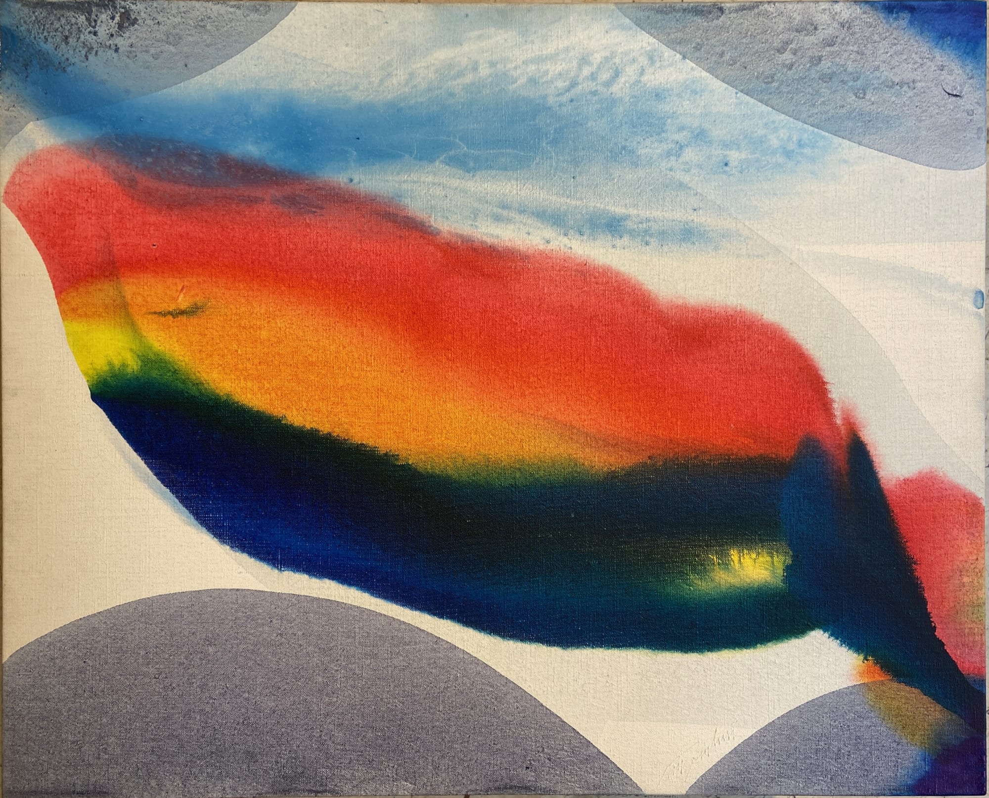 PAUL JENKINS (1923 – 2012) Phenomena High Born 1976 acrylic on canvas 61x76cm Signed lower center