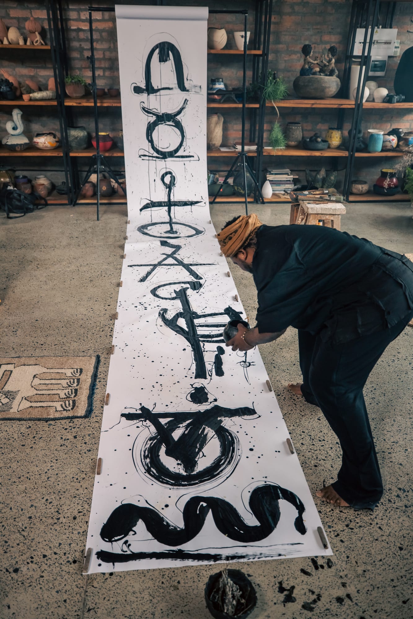 Andile Dyalvane works in his studio in Cape Town, Film Shoot | Andile Dyalvane | Almas Art Foundation