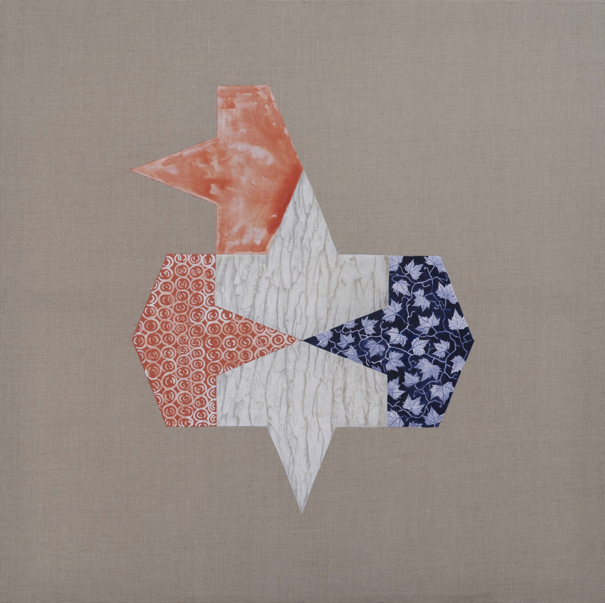 Praneet Soi Bird Acrylic and silverpoint on canvas 39.5 x 39.5 in 2021