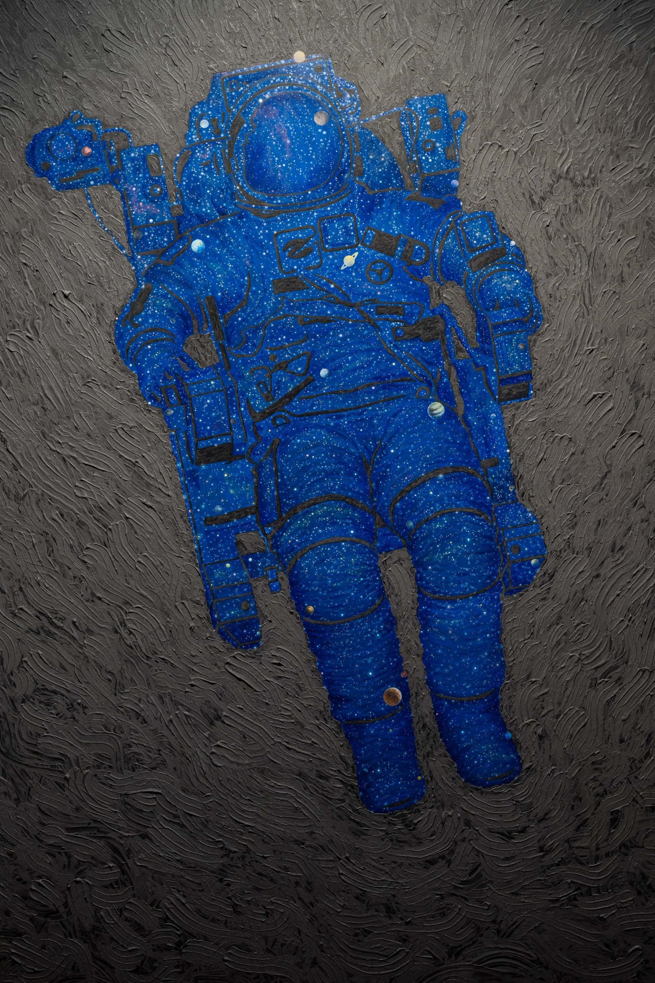 N.S. Harsha Inside Outside, 2023 Moulding paste & Acrylic on canvas 114 X 66.25 in