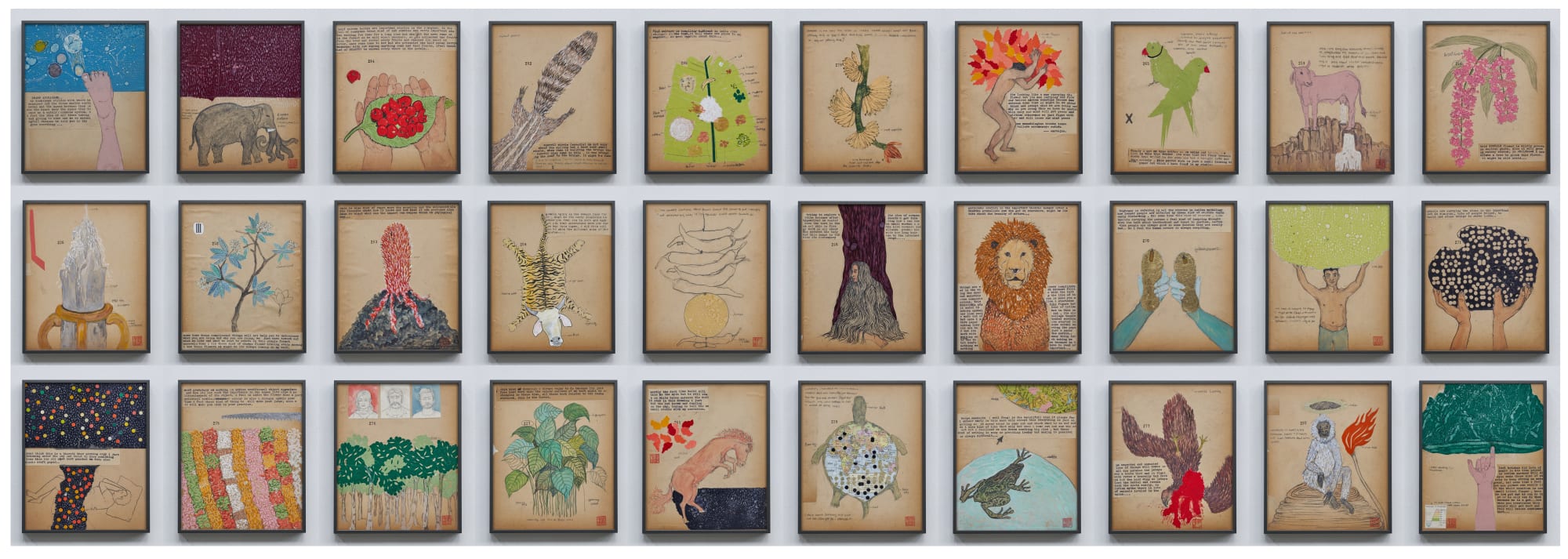 Shailesh BR Untitled, 2024 Poster colour, pen & ink and gift-wrapping paper collage on mount board