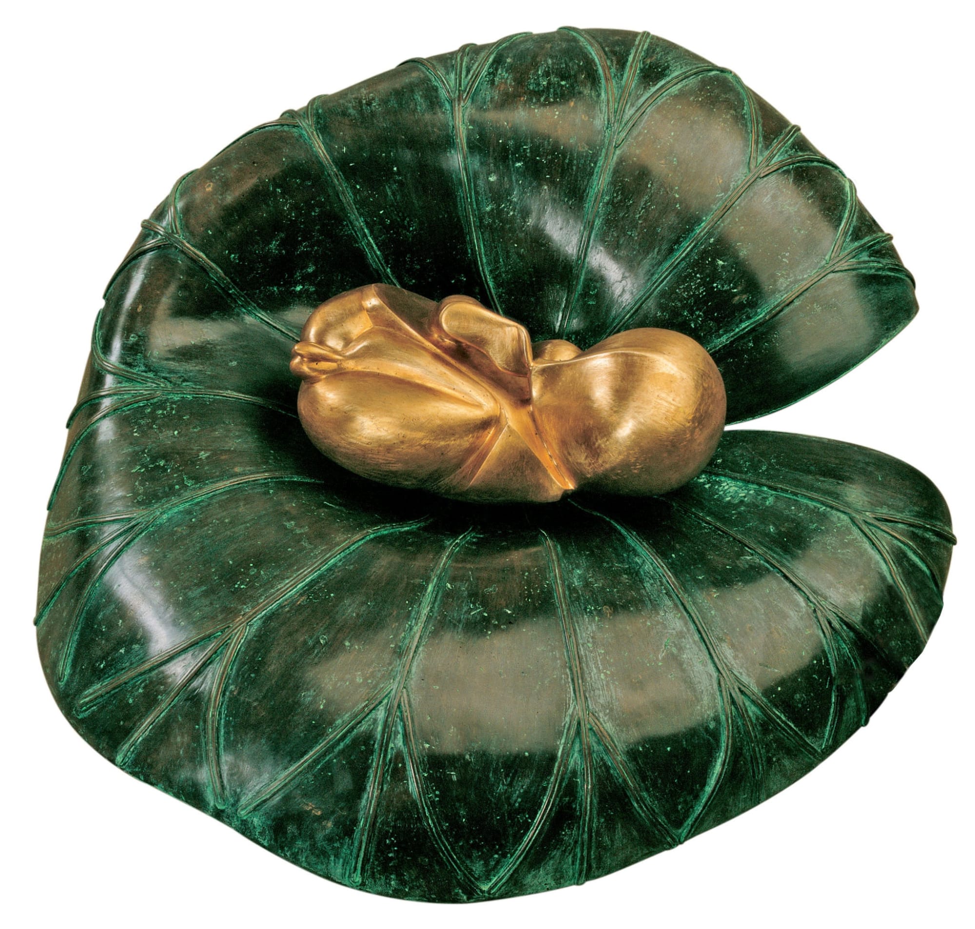 A. Ramachandran Embryonic Form on Lotus Leaf, 2001 Bronze 32 .5 x 32.5 x 8 in