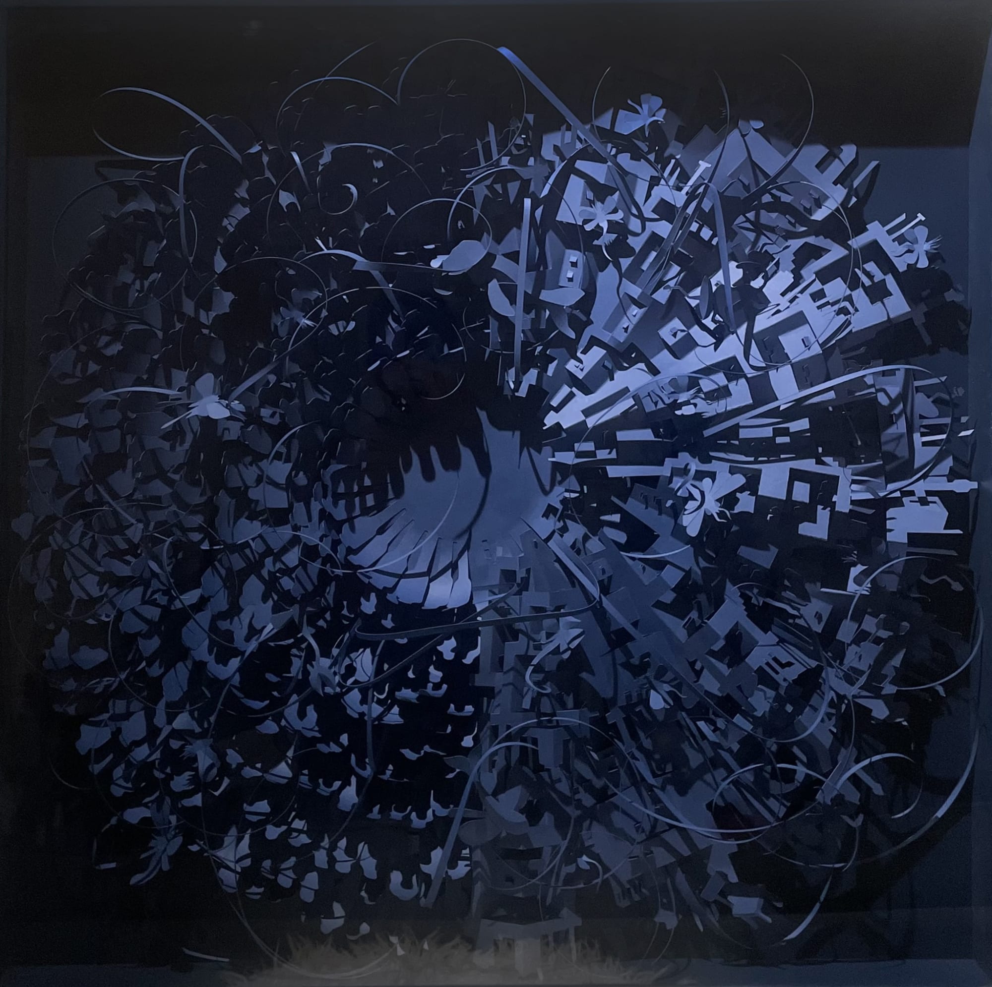 Sachin George Sebastian From the Pale Blue Lands, 2024 Hand-cut acid-free paper 42 x 42 x 4 in
