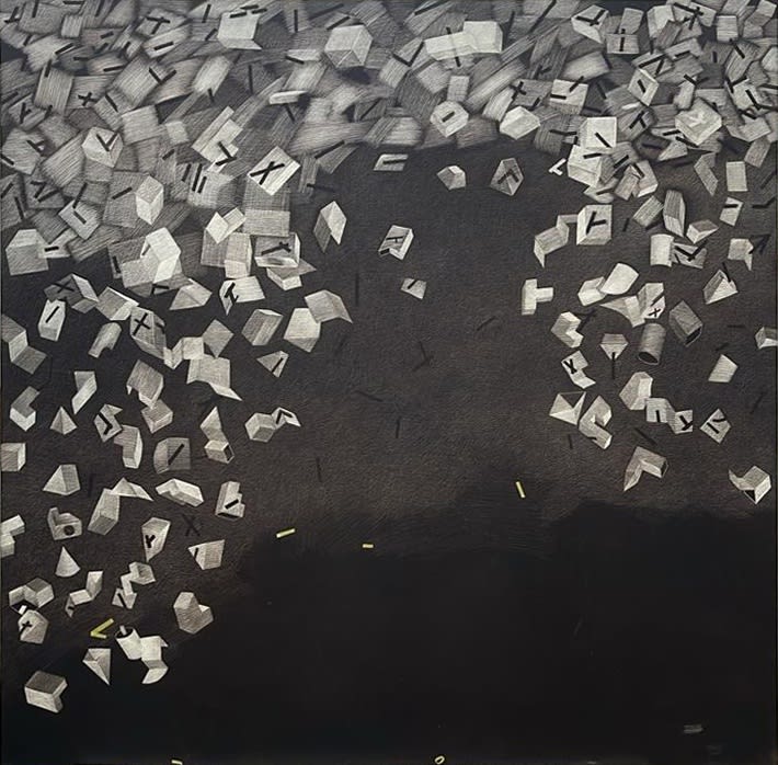 Rameshwar Broota Untitled, 2025 Oil on canvas scraped with blade 50 x 50 in
