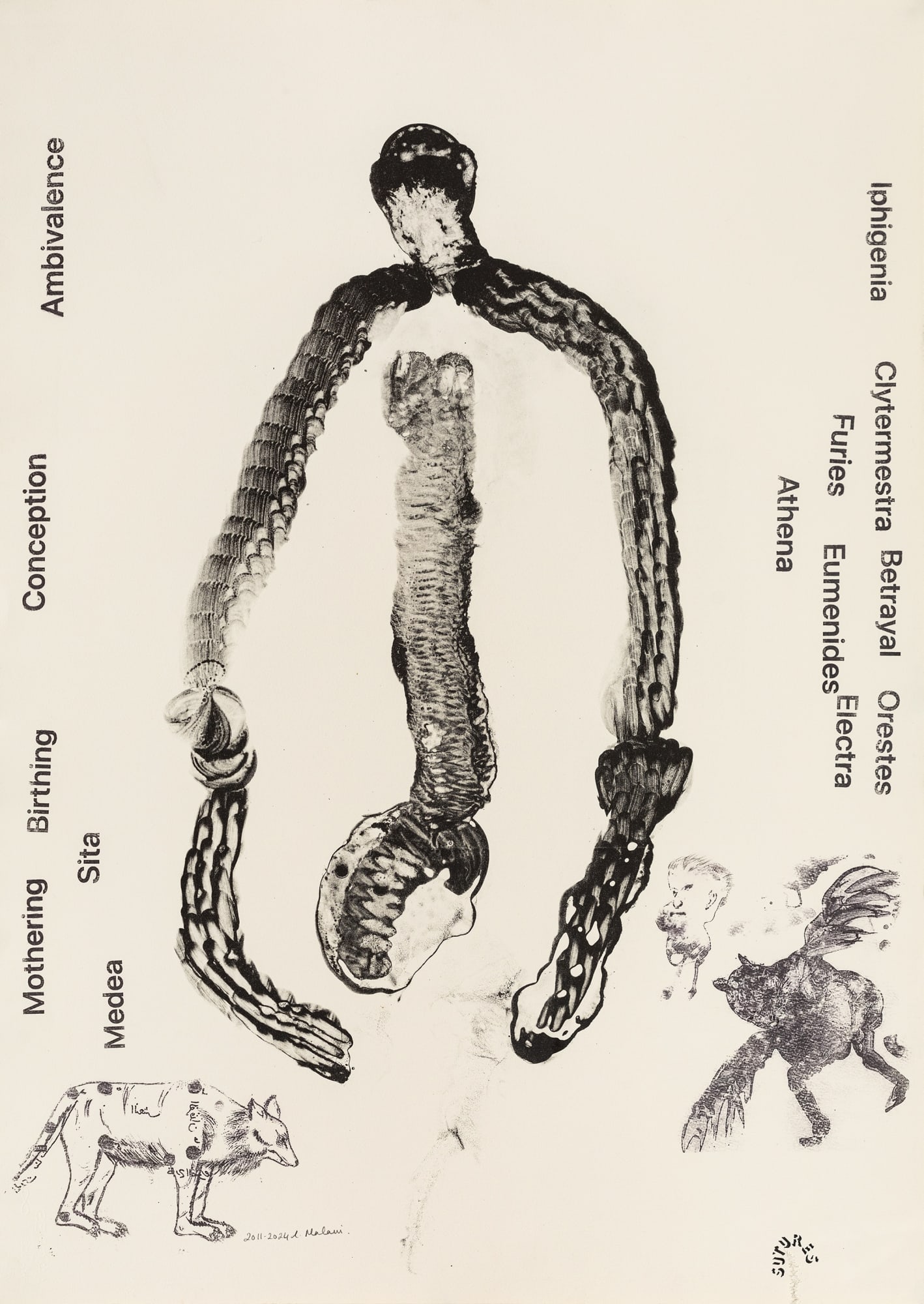 Nalini Malani Mothering Mixed media on paper