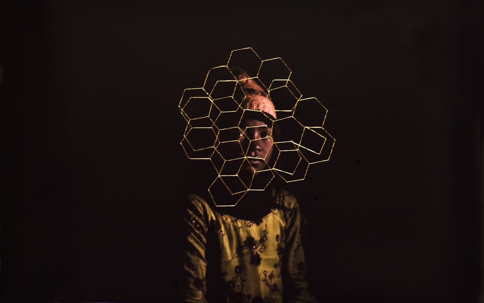 Ashfika Rahman Behula These Days Print of archival paper and golden silk thread