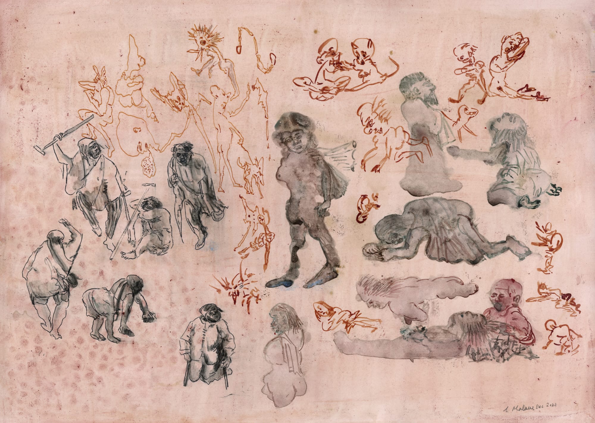 Nalini Malani Bosch - Lohar Chawl Acrylic, ink, pencil on Arches paper