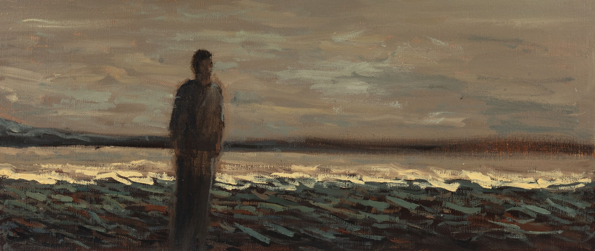 Zaam Arif Study for The Mirror, 2023 Oil on Linen 7.5 x 17.5 in