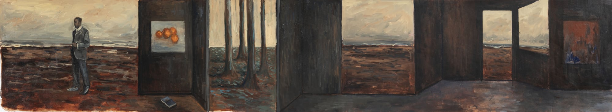 Zaam Arif Study for Waking Dream, 2023 Oil on Linen 14.5 x 79.25 in