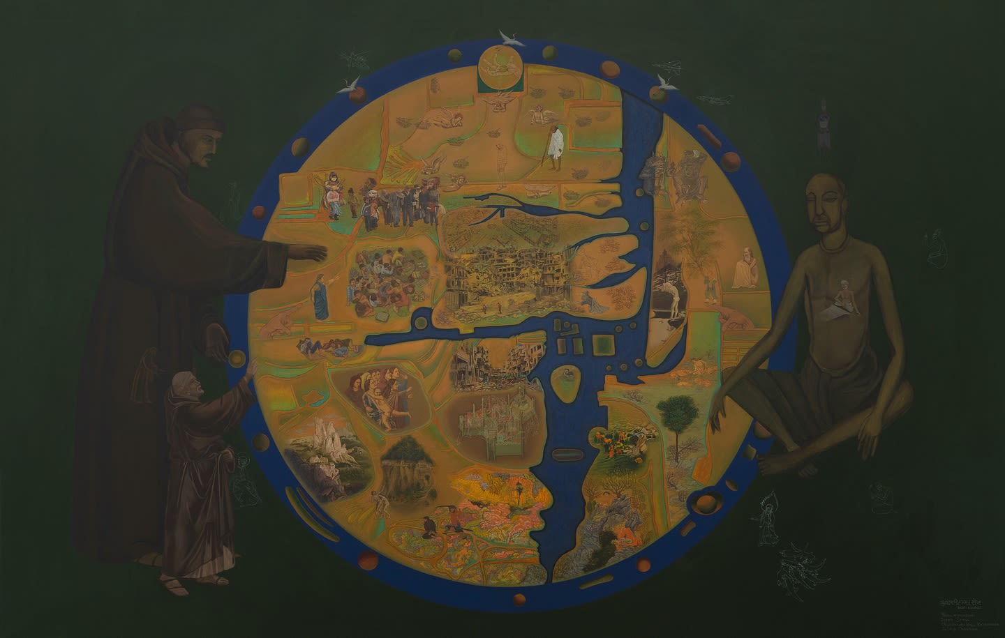 फ्रांसिस और कबीर Francis and Kabir Acrylic on canvas 78.5 x 123.5 in