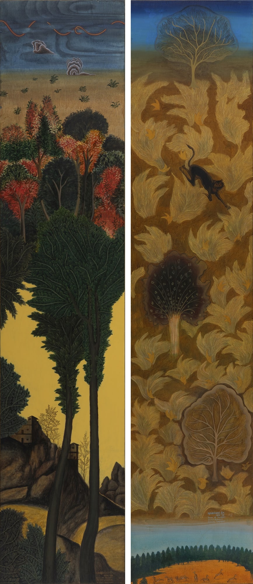 ऊँचाइयाँ Rising (Recto) शिकारी On the Prowl (Verso) Acrylic on board 84 x 18 in