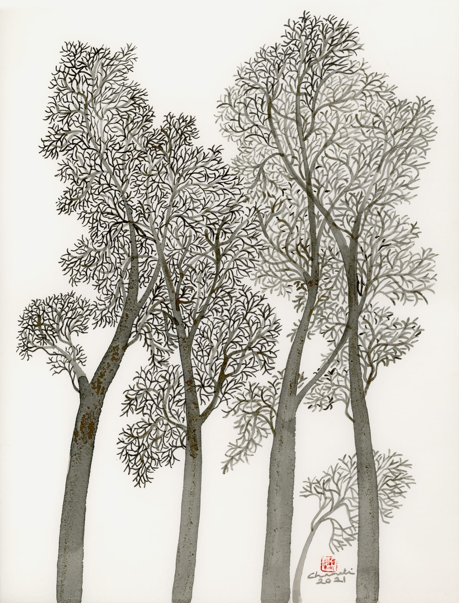 Chameli Ramachandran Untitled, 2022 Chinese ink and watercolour on paper 15 x 11 in