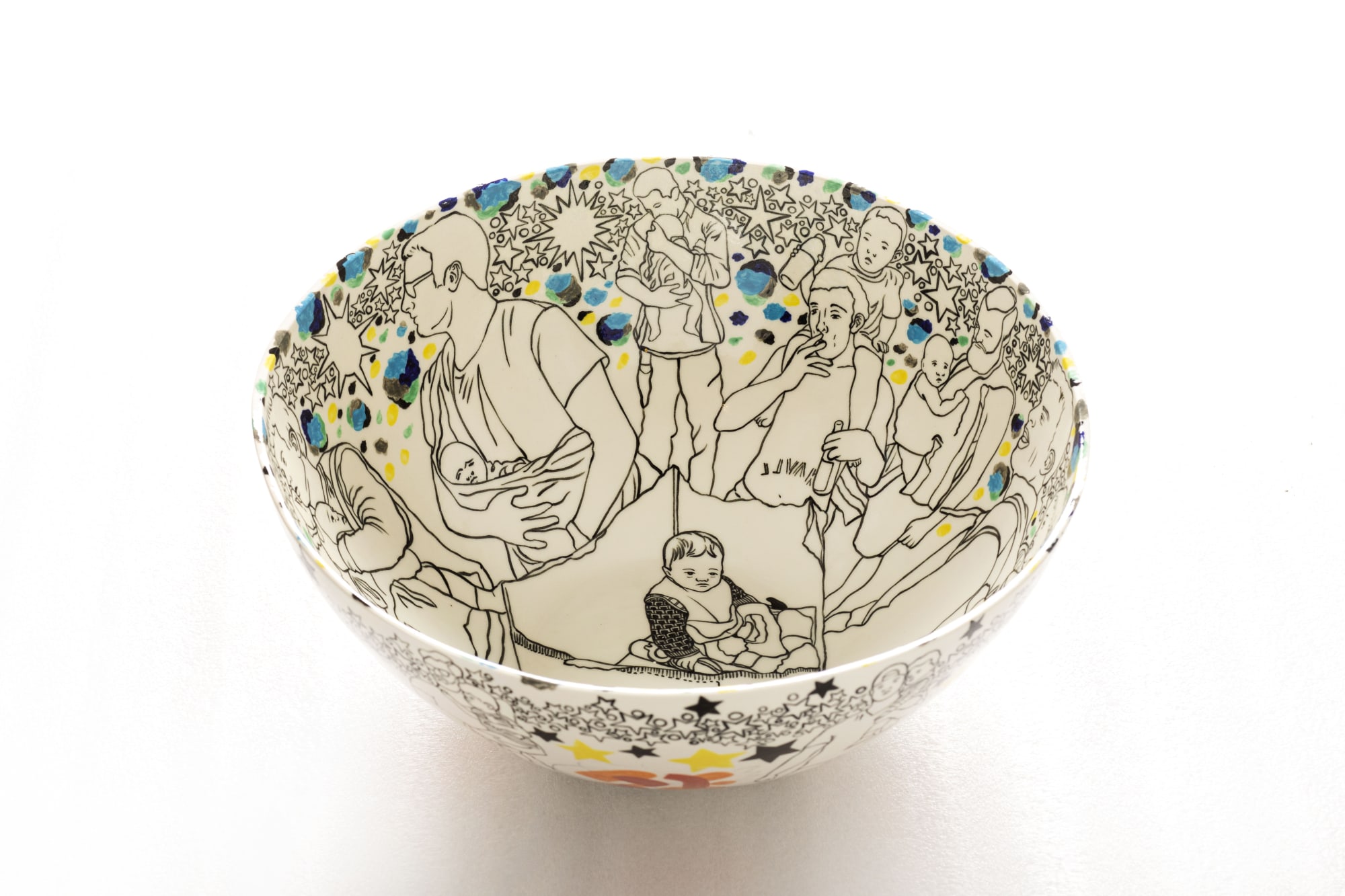 Faiza Butt Two Sides of Coin, 2016 Underglaze painted on porcelain 7.5 x 13.25 x 13.25 in