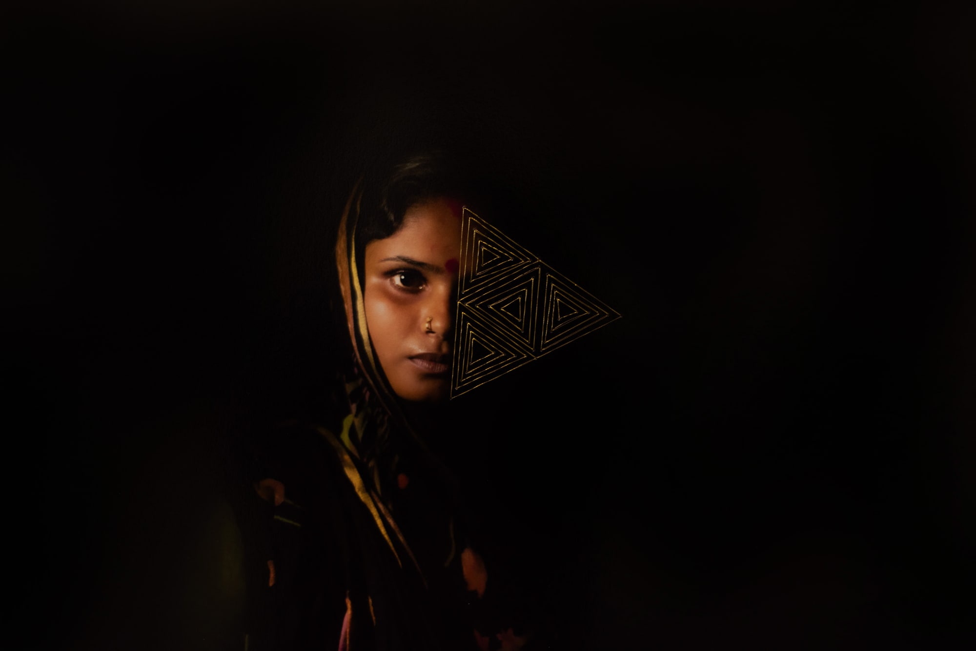 Ashfika Rahman Behula These Days, Portrait 10 C-type print on archival paper and golden silk thread 12.5 x 18.5 in 2024