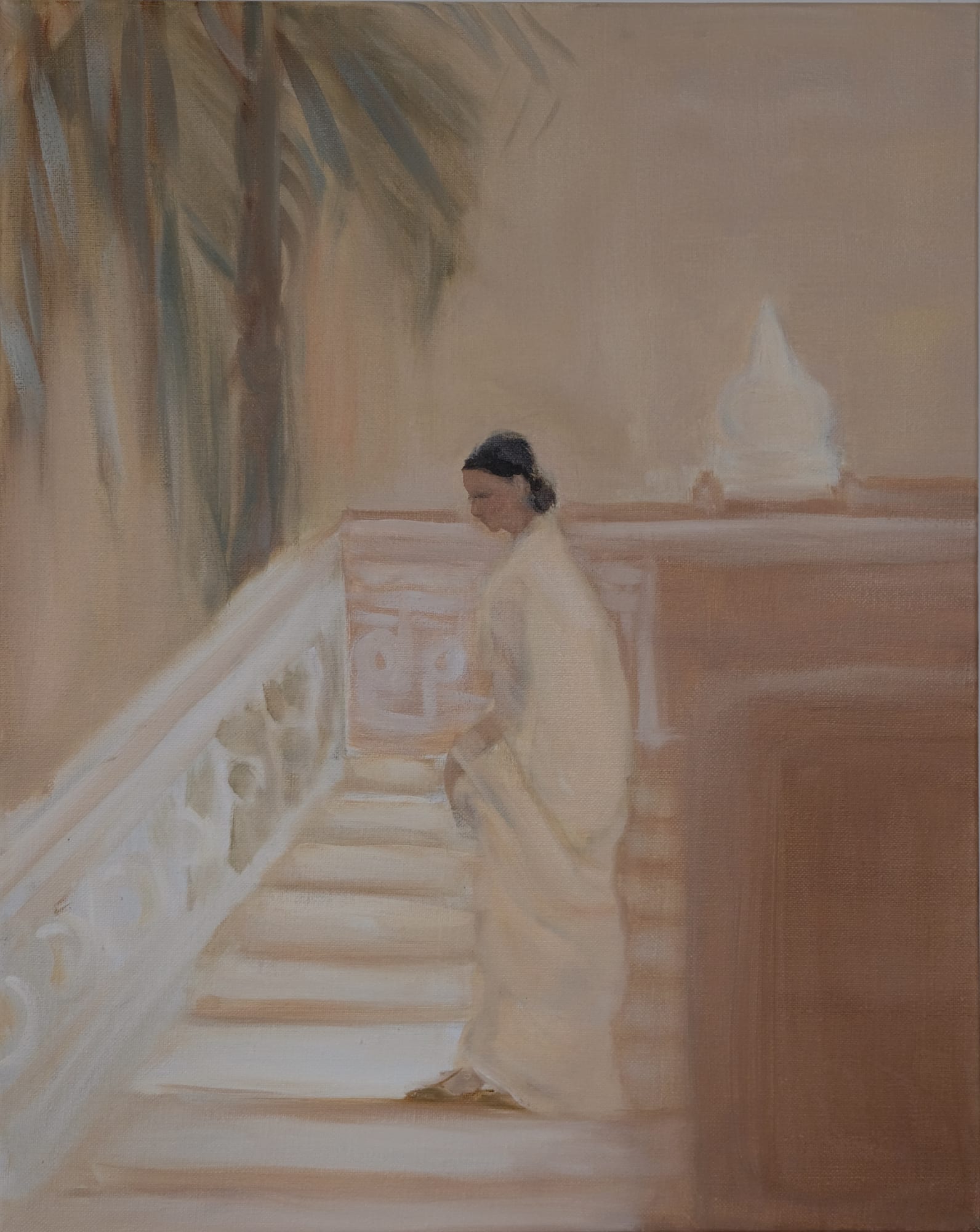 Joya Mukerjee Logue Art Deco Stairway Oil on linen