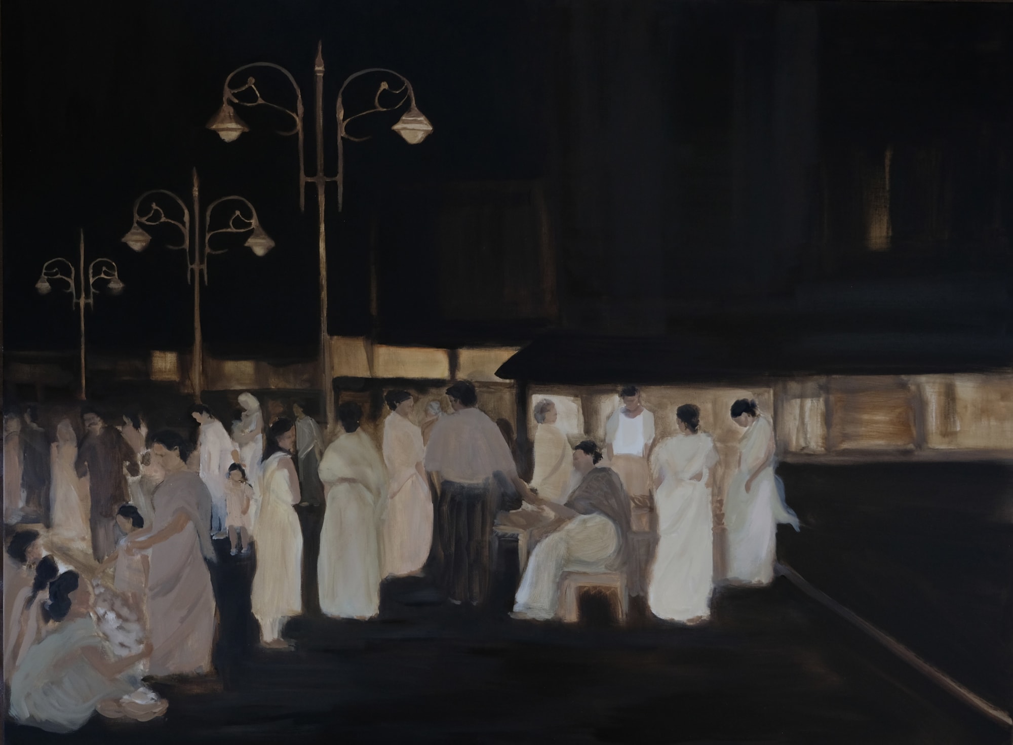 Joya Mukerjee Logue Night at Sadar Bazaar, Ambala Cantt. Oil on linen