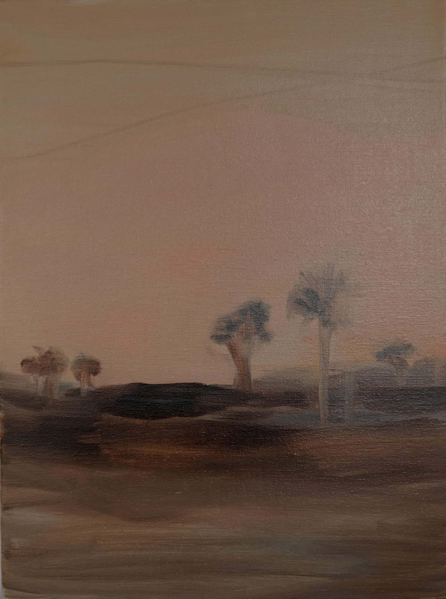 Joya Mukerjee Logue Sunset View from the Shatabdi Oil on linen