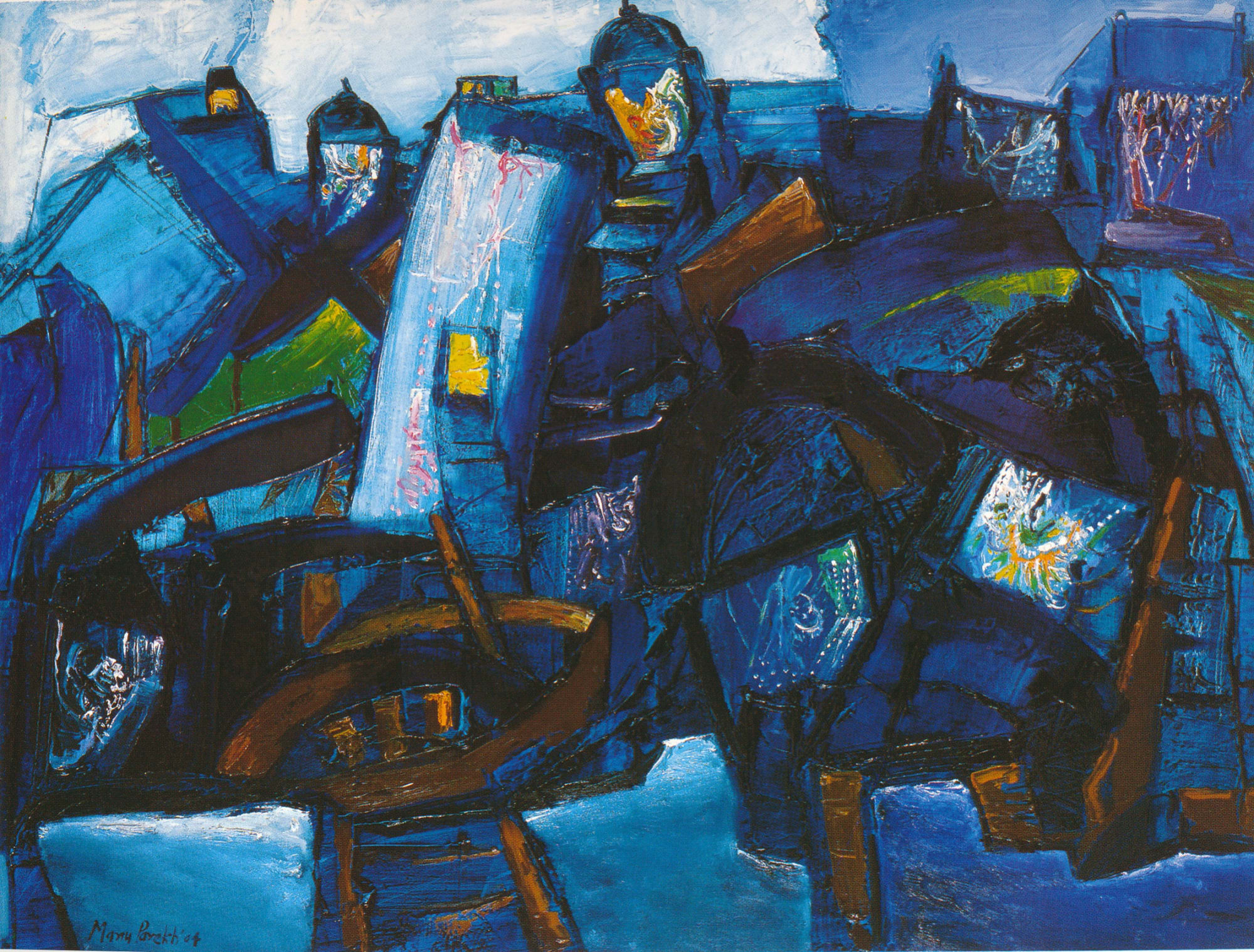 Manu Parekh Blue Landscape, 2004 Oil and acrylic on canvas 36 x 48 in