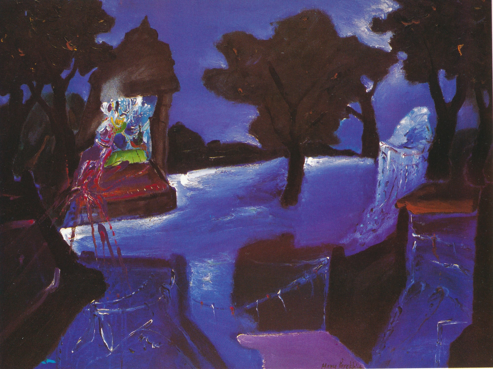 Manu Parekh Moonlight at Benares, 2004 Acrylic on canvas 36 x 48 in