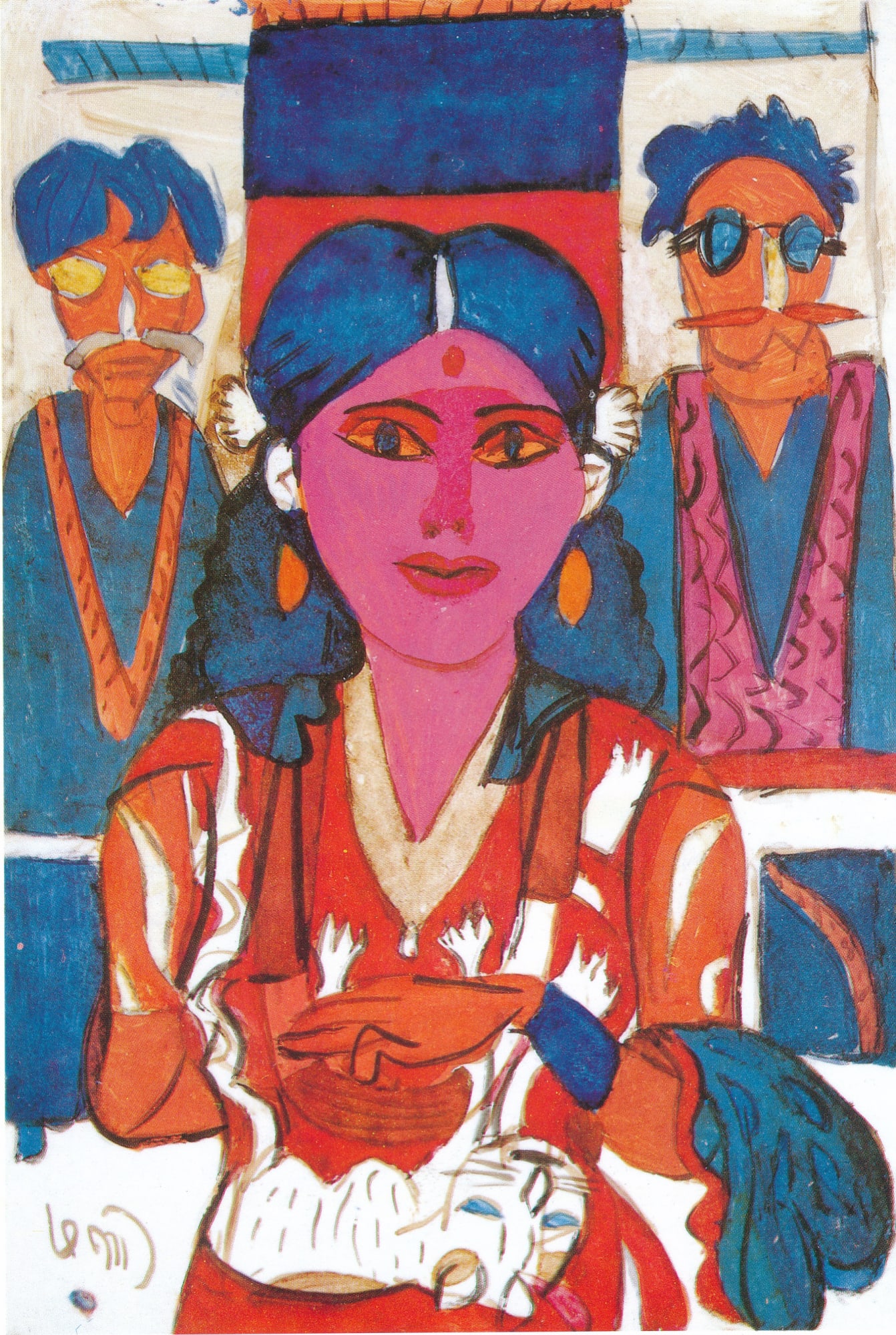 K. G. Subramanyan Three Figures, 2000 Acrylic on Acrylic Sheet 11.5 x 8 in