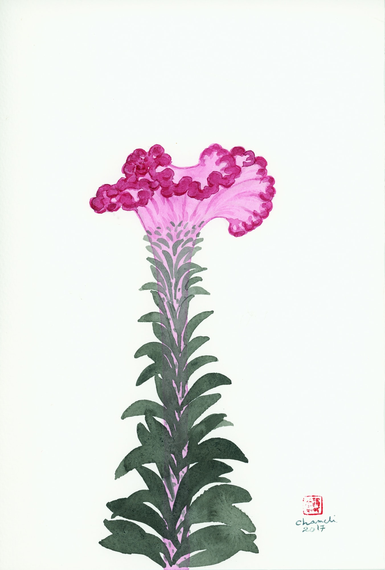 Chameli Ramachandran Untitled, 2017 Chinese ink and watercolour on paper 11" x 7"